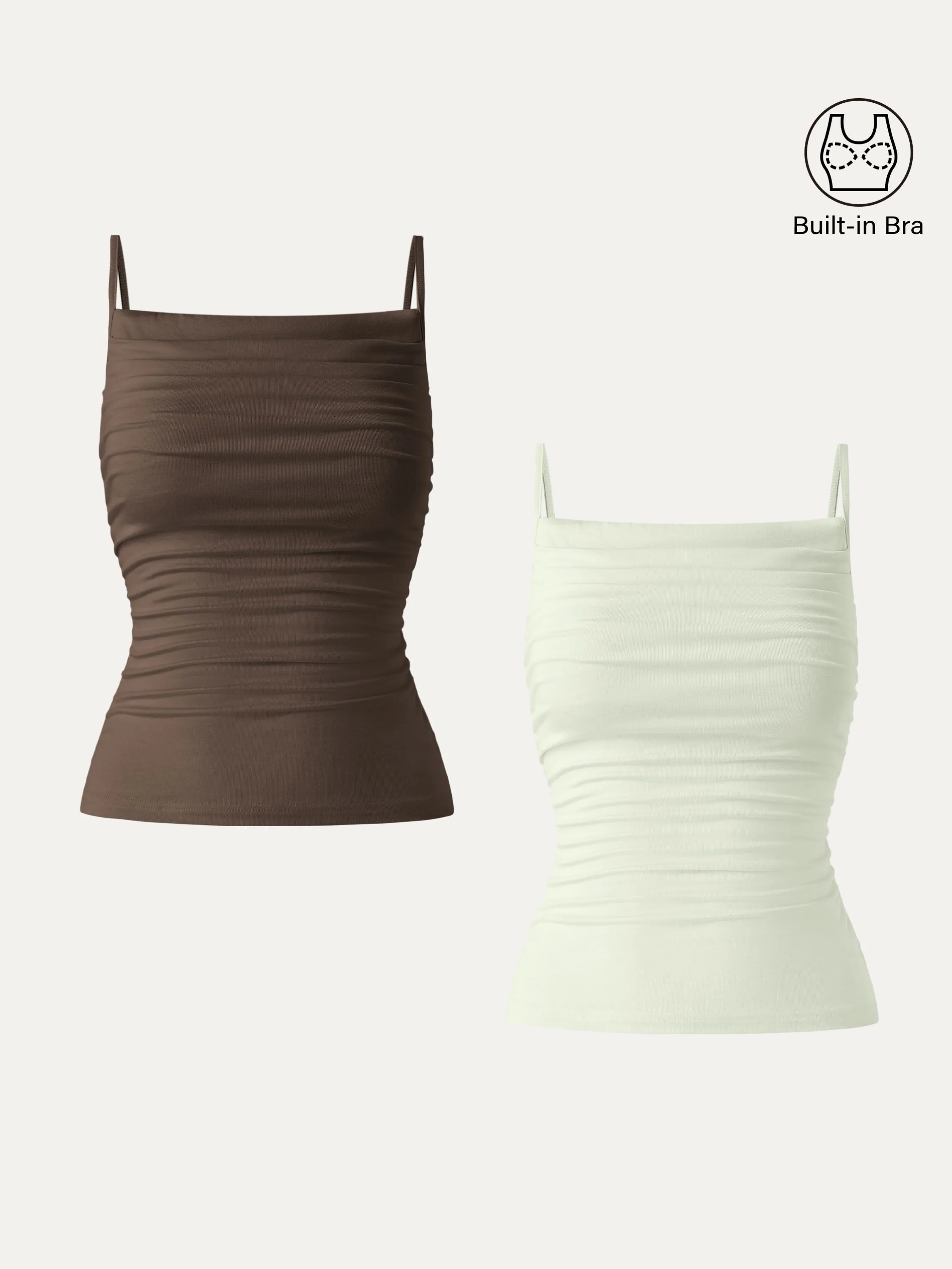 2Pcs Set Adjustable Spaghetti Straps Side Ruched New Airy Brami sold by ogl move product image thumbnail 3
