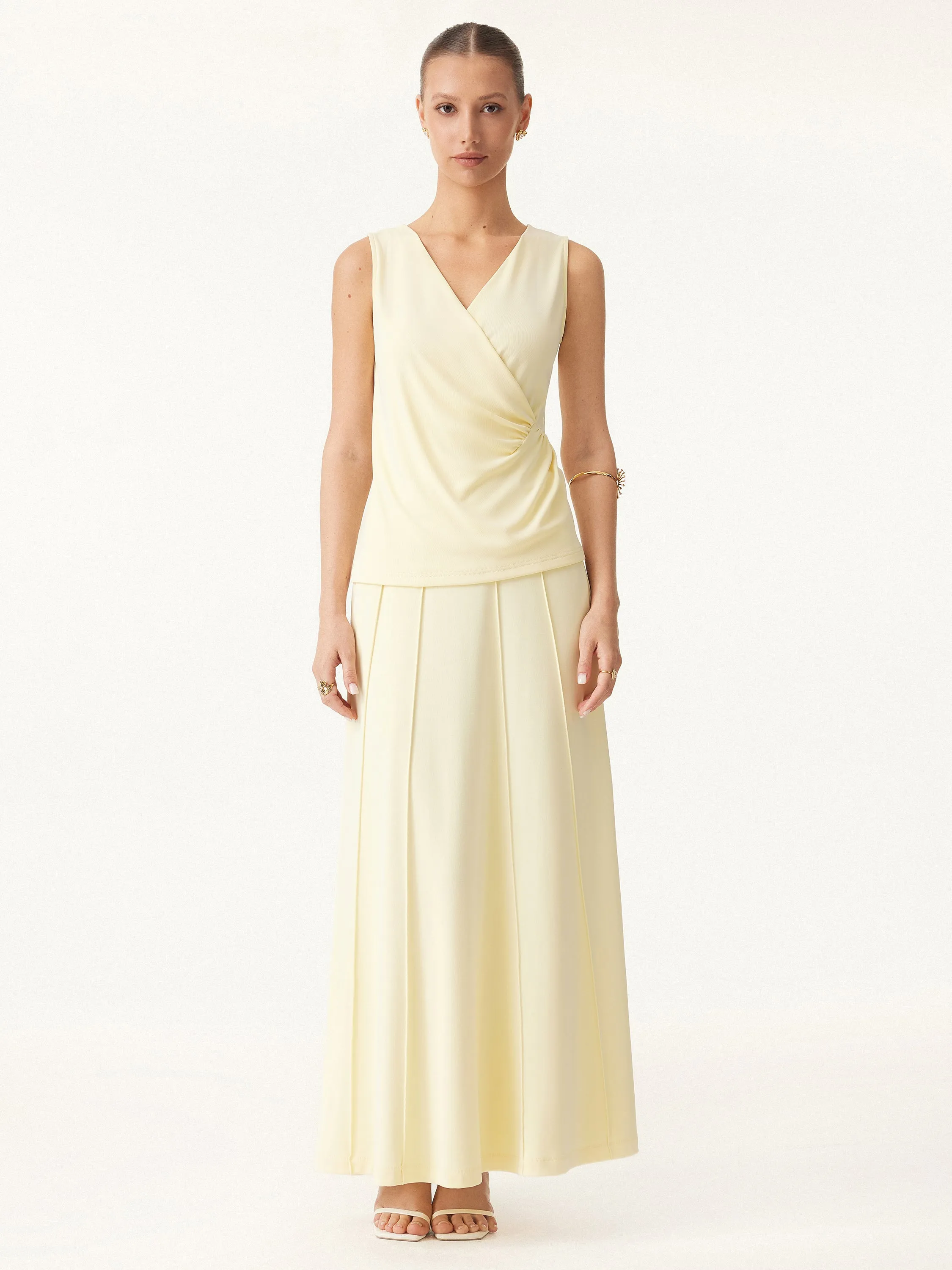 Sandwashed Surplice V-neck Sleeveless Top sold by ogl move product image thumbnail 4