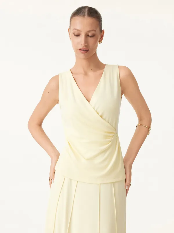 Sandwashed Surplice V-neck Sleeveless Top sold by ogl move