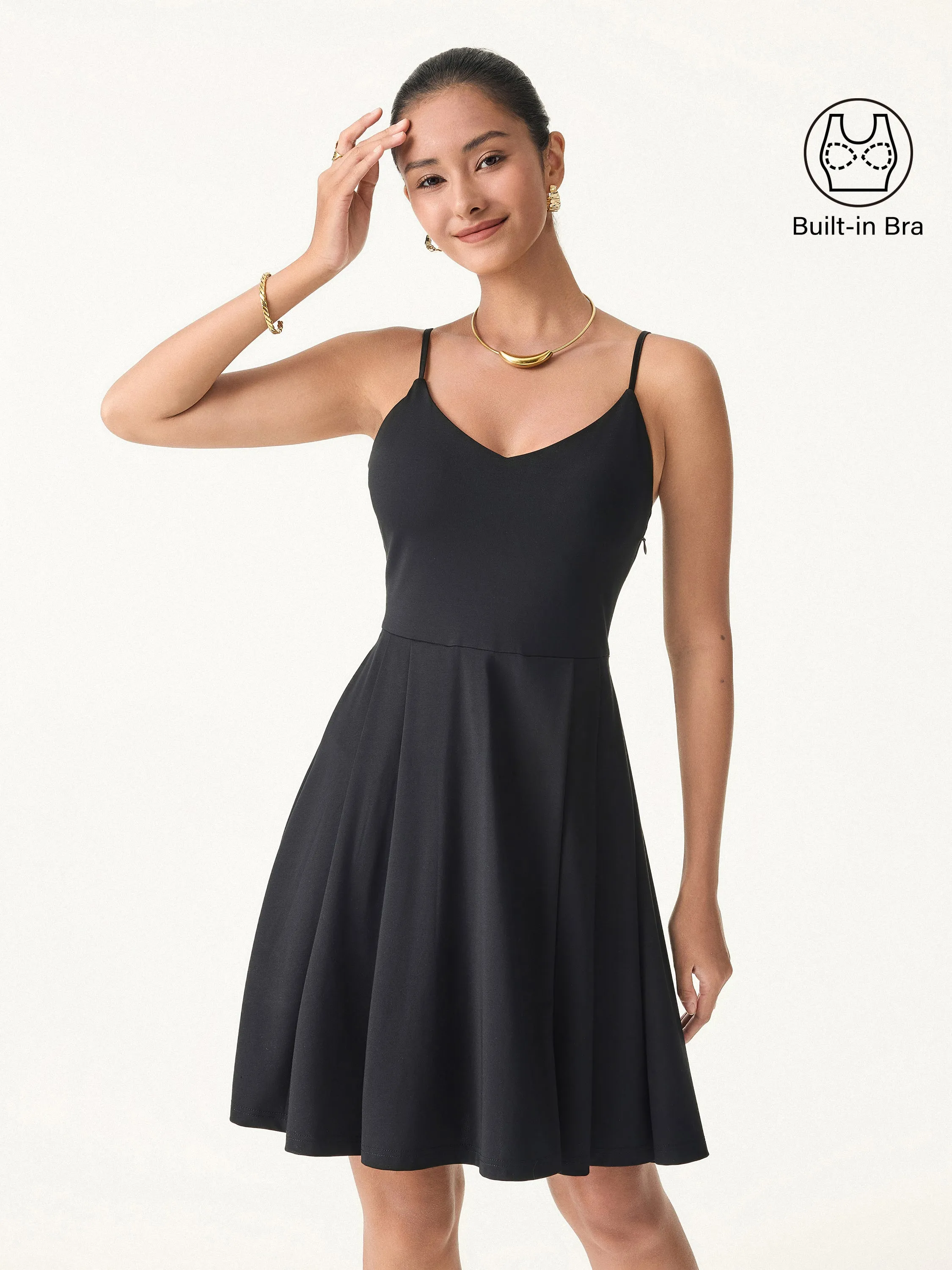 V-neck Fit-and-flare Mini Brami Dress with Pockets sold by ogl move product image thumbnail 4