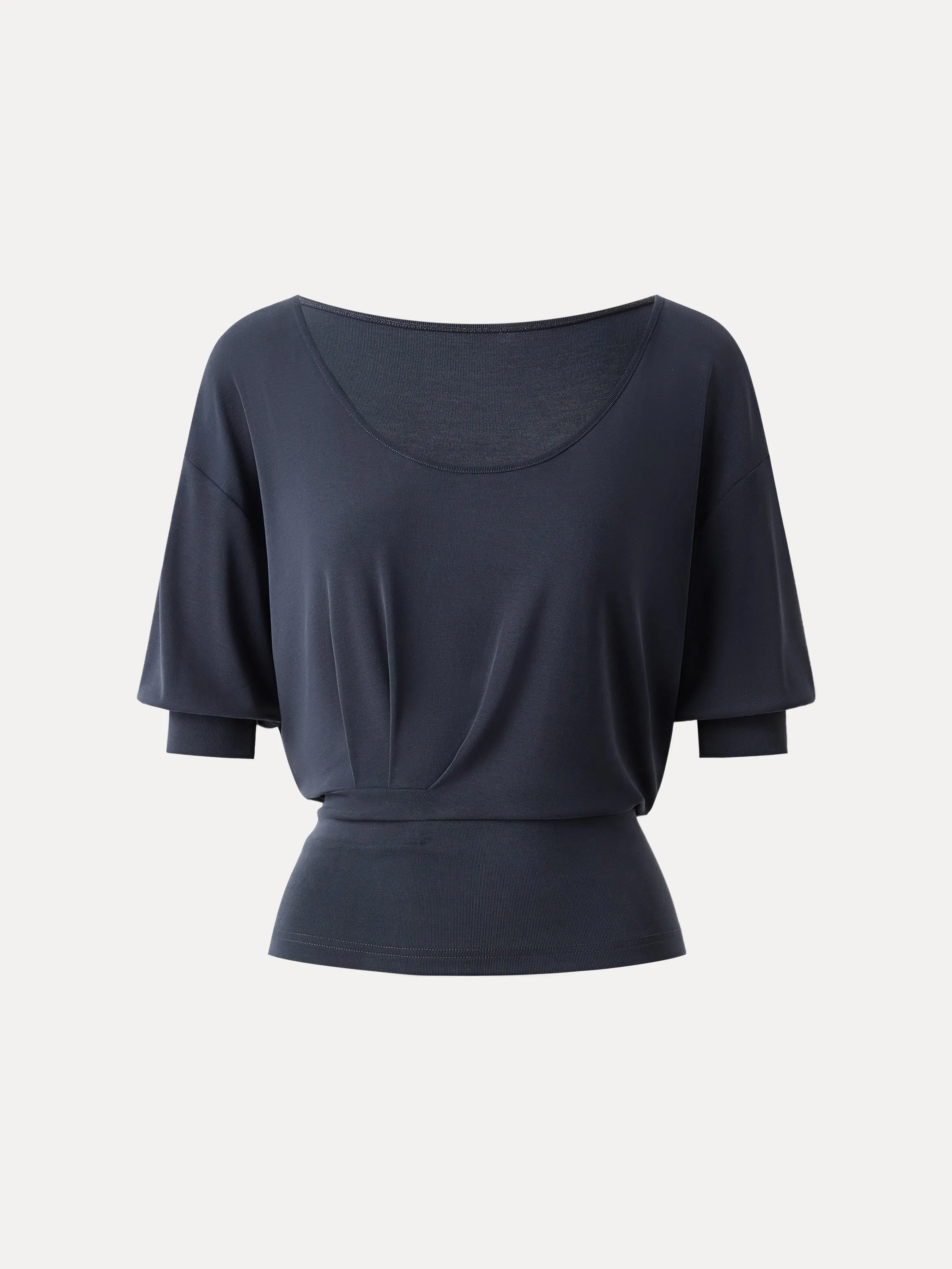 Scoop Neck Short Sleeve Tucked Tee sold by OGLmove product image thumbnail 3