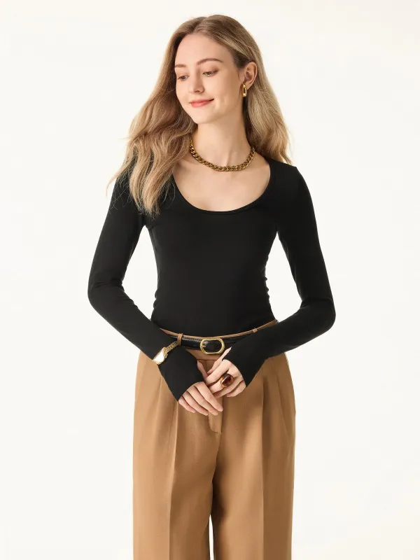 Essential Lyocell Cashmere Multi-Wear Long Sleeve Top with Thumbholes sold by OGLmove