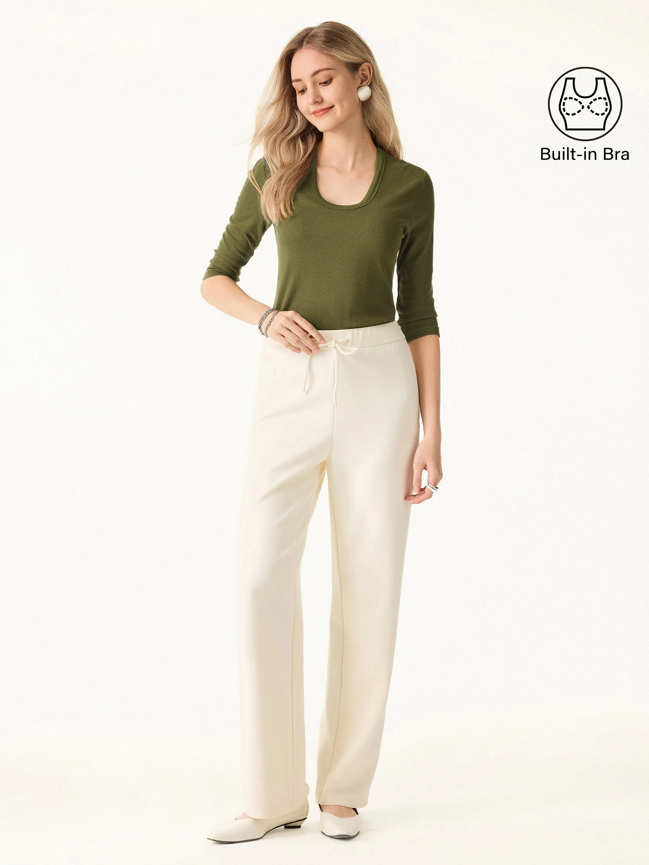 Essential Stretch Cotton U-neck 3/4 Sleeve Brami sold by ogl move product image thumbnail 3