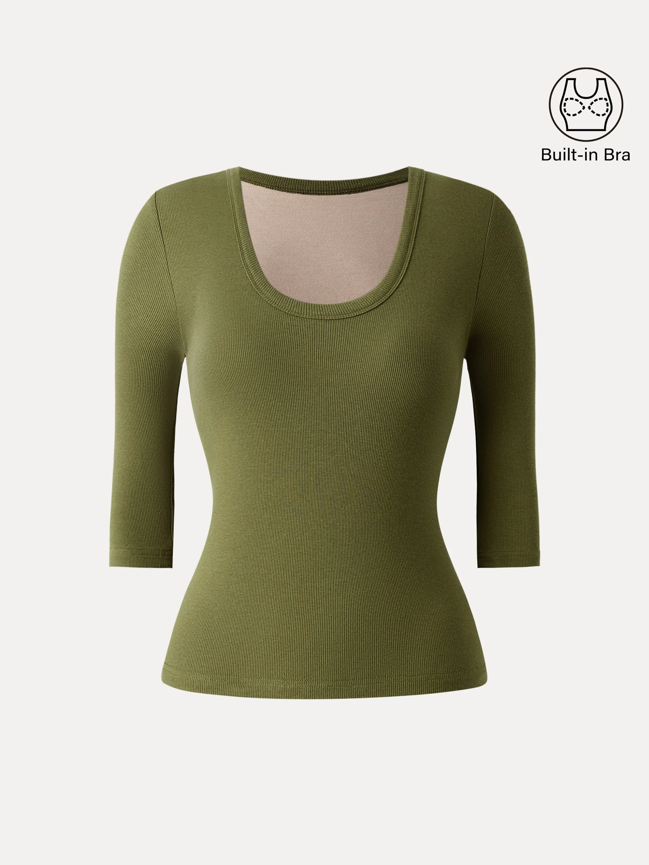 Essential Stretch Cotton U-neck 3/4 Sleeve Brami sold by ogl move product image thumbnail 2