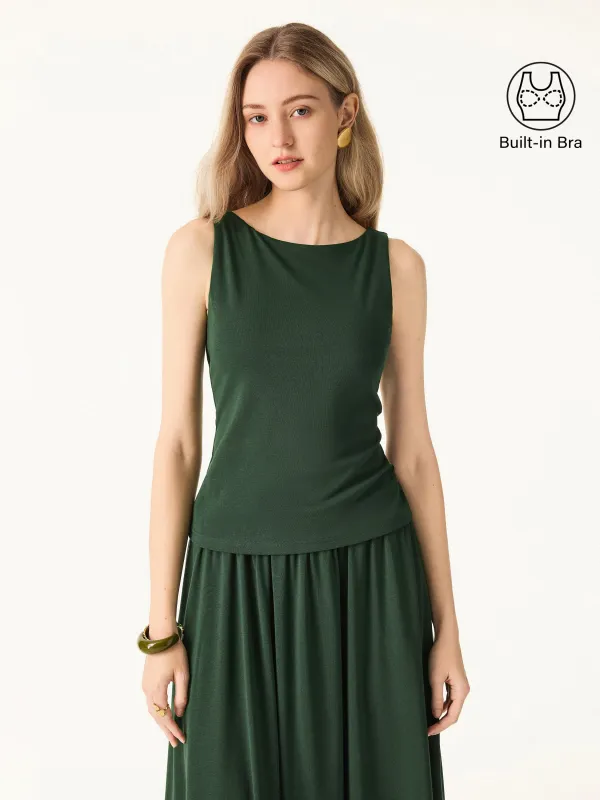 Stretch Cotton Boatneck Brami Tank sold by ogl move
