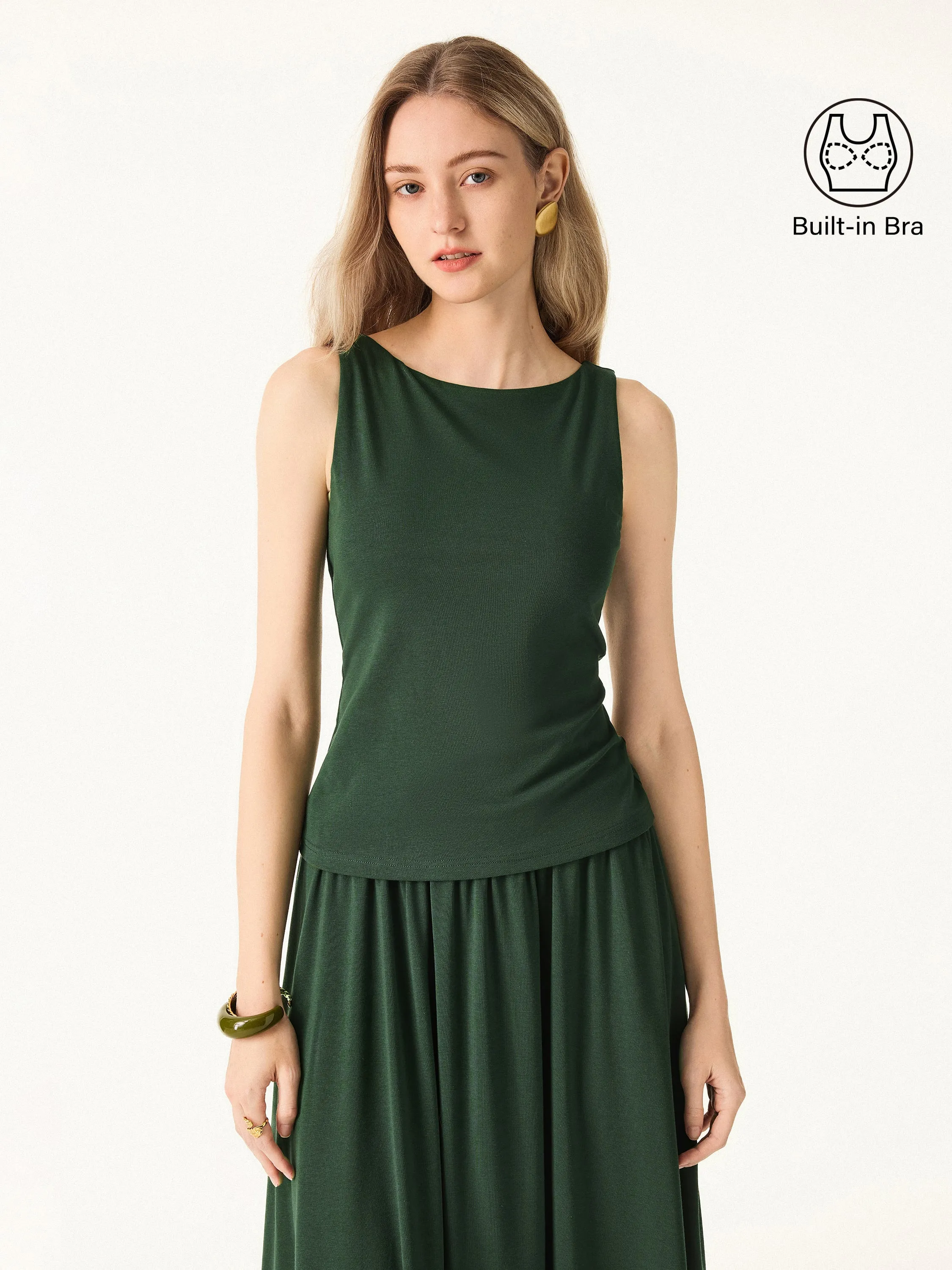 Stretch Cotton Boatneck Bra Tank sold by OGLmove