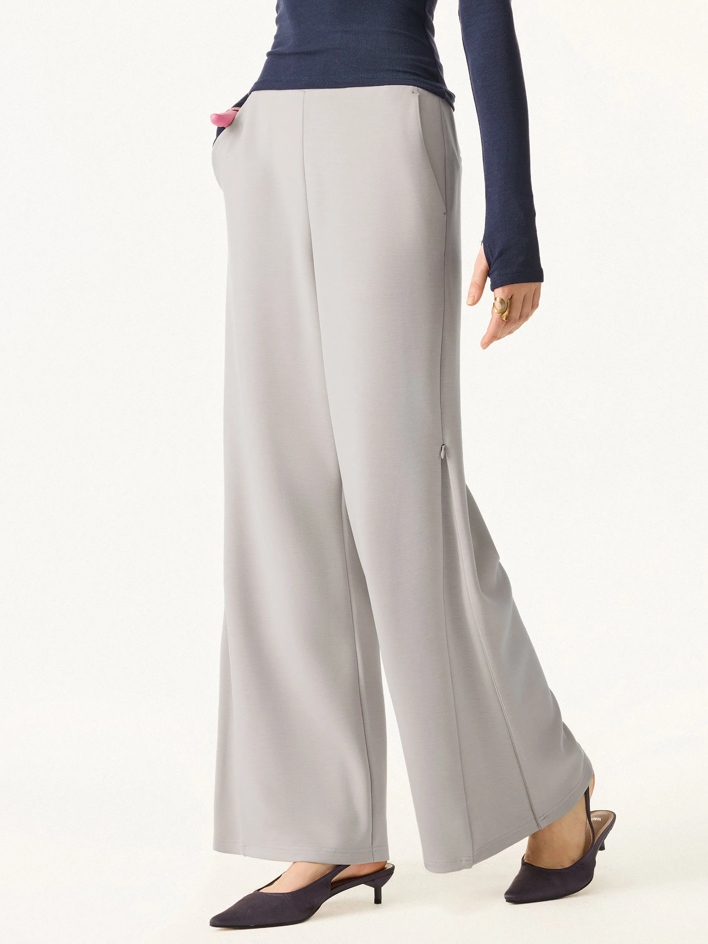 Sandwashed Spacer Mid Rise Versatile Legs Pull-on Pants with Pockets sold by ogl move product image thumbnail 5