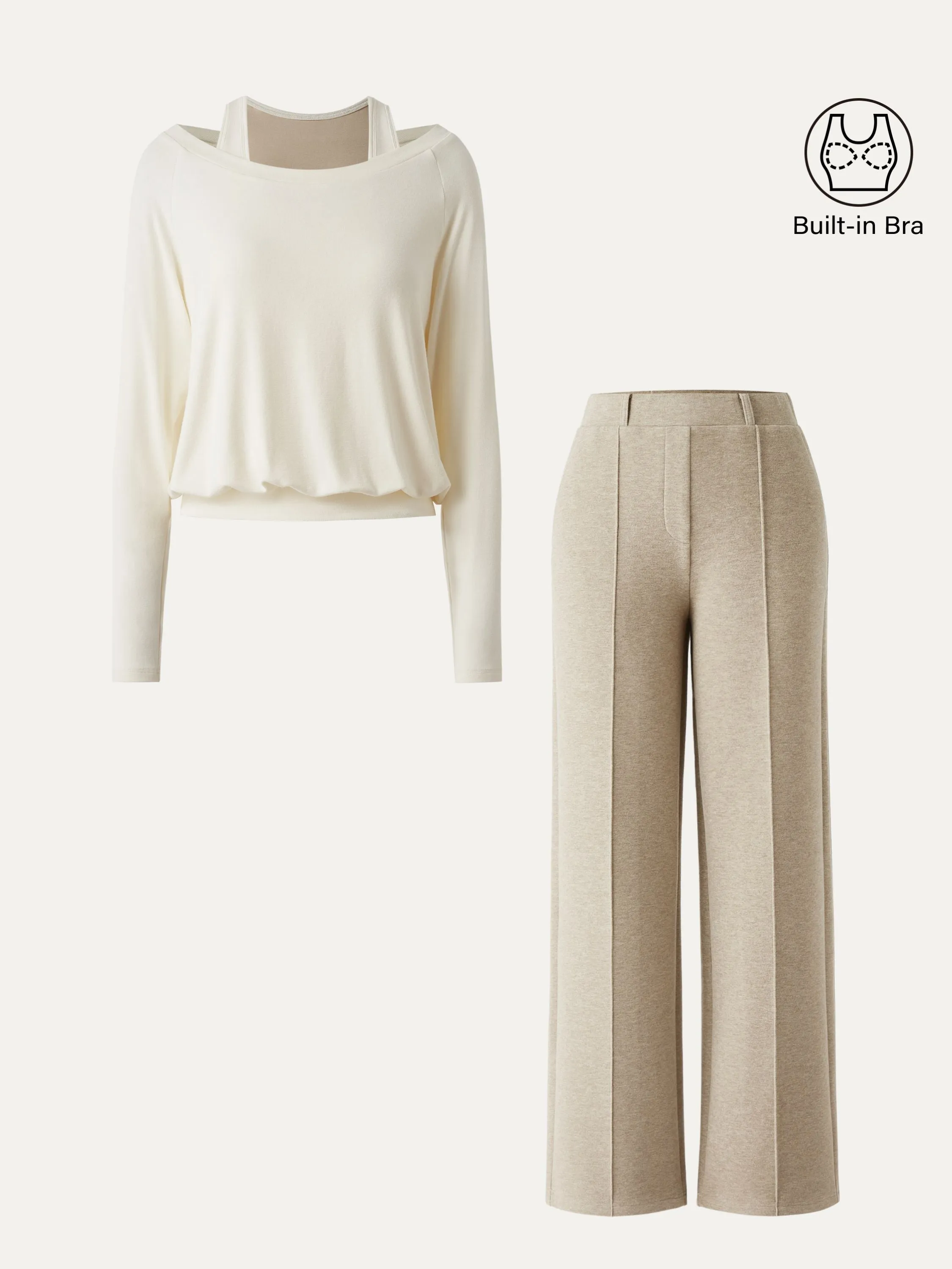 2Pcs Set Multi-Wear Layering Brami Top & High Waisted Straight Leg Pull On Pant sold by ogl move