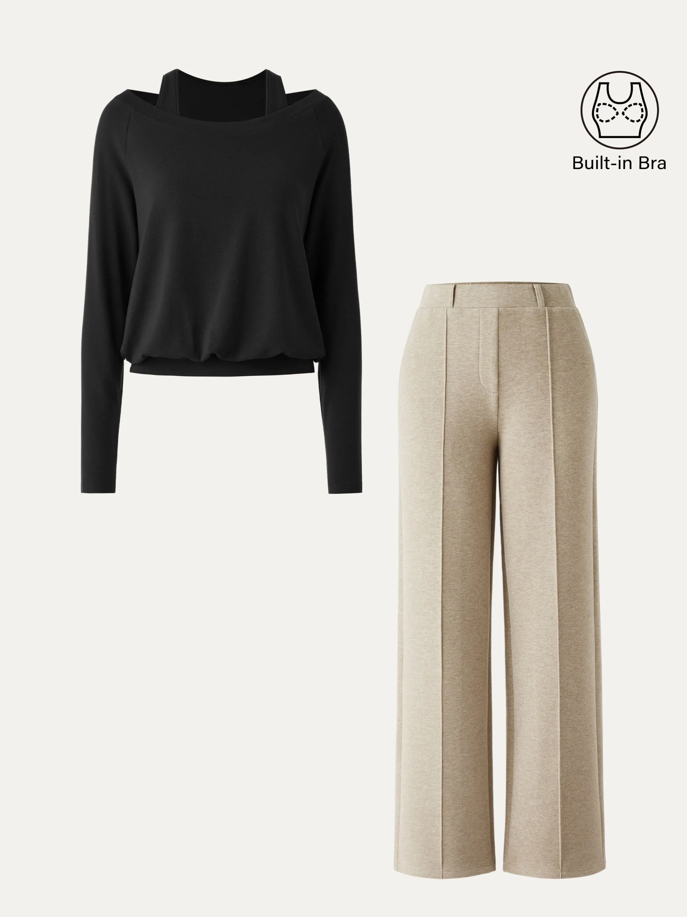 2Pcs Set Multi-Wear Layering Brami Top & High Waisted Straight Leg Pull On Pant sold by ogl move product image thumbnail 3