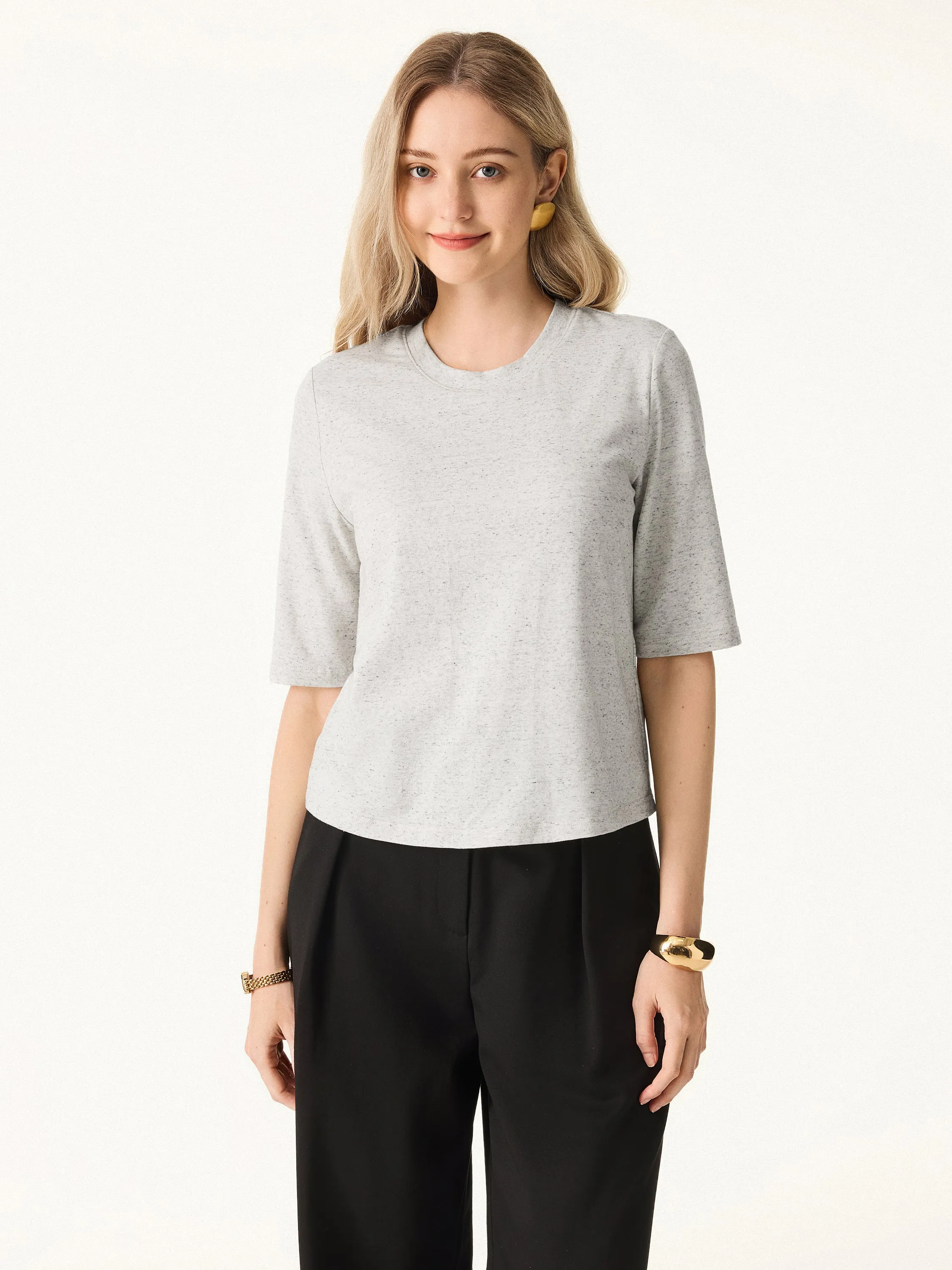 Stretch Cotton Crewneck Elbow Length Sleeve Brami sold by ogl move product image thumbnail 2