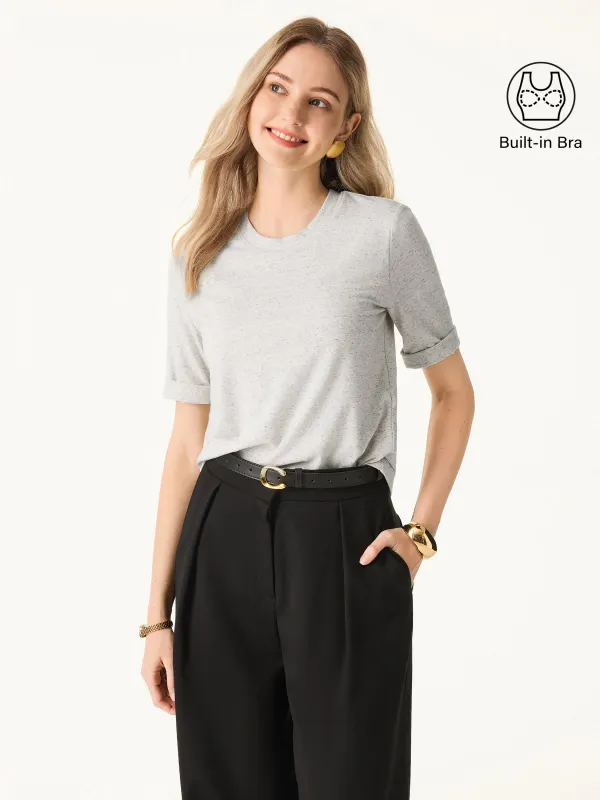 Stretch Cotton Crewneck Elbow Length Sleeve Brami sold by ogl move