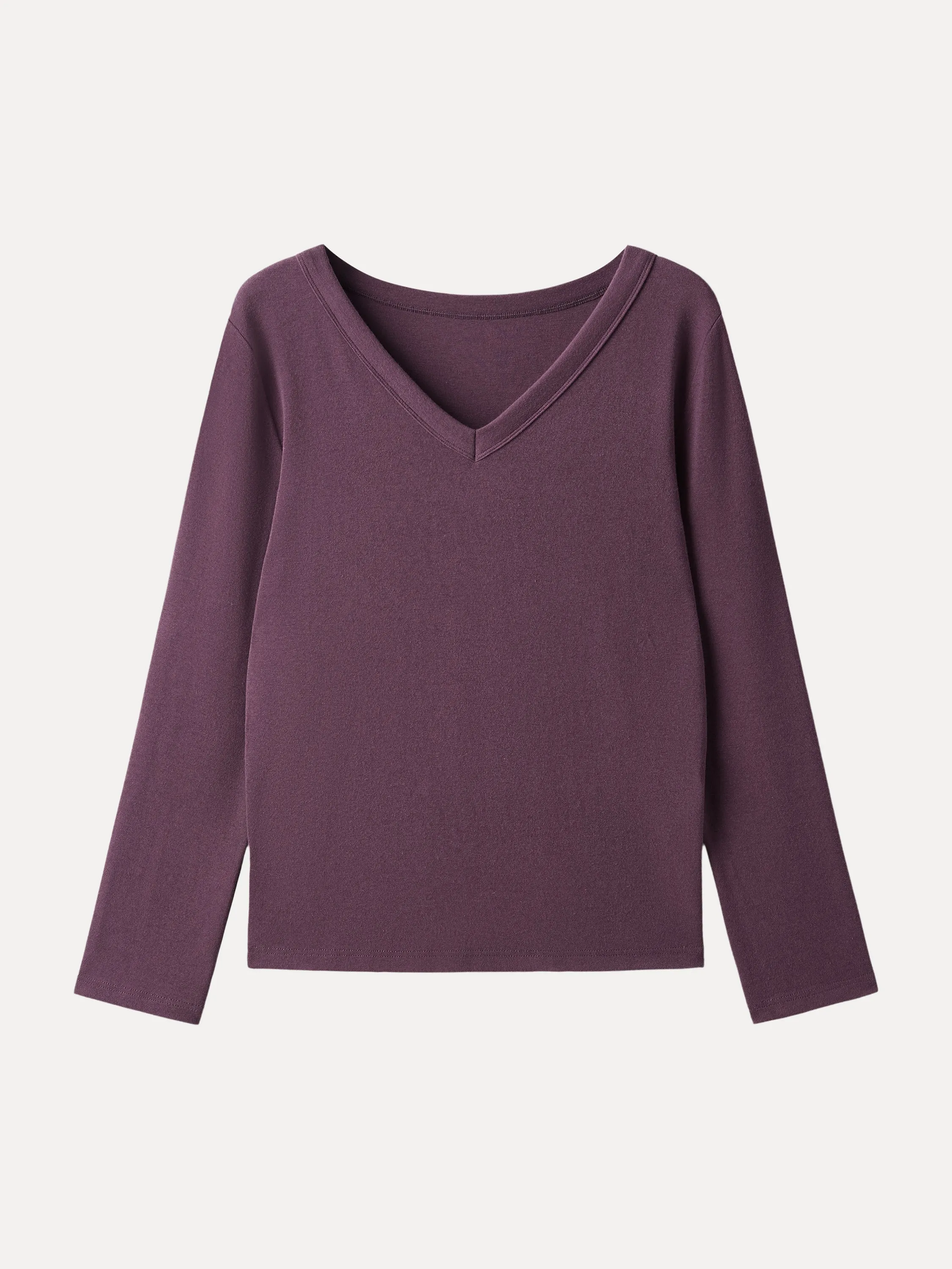 Essential V-neck Long Sleeve Top with Close-fit Hem sold by OGLmove product image thumbnail 2