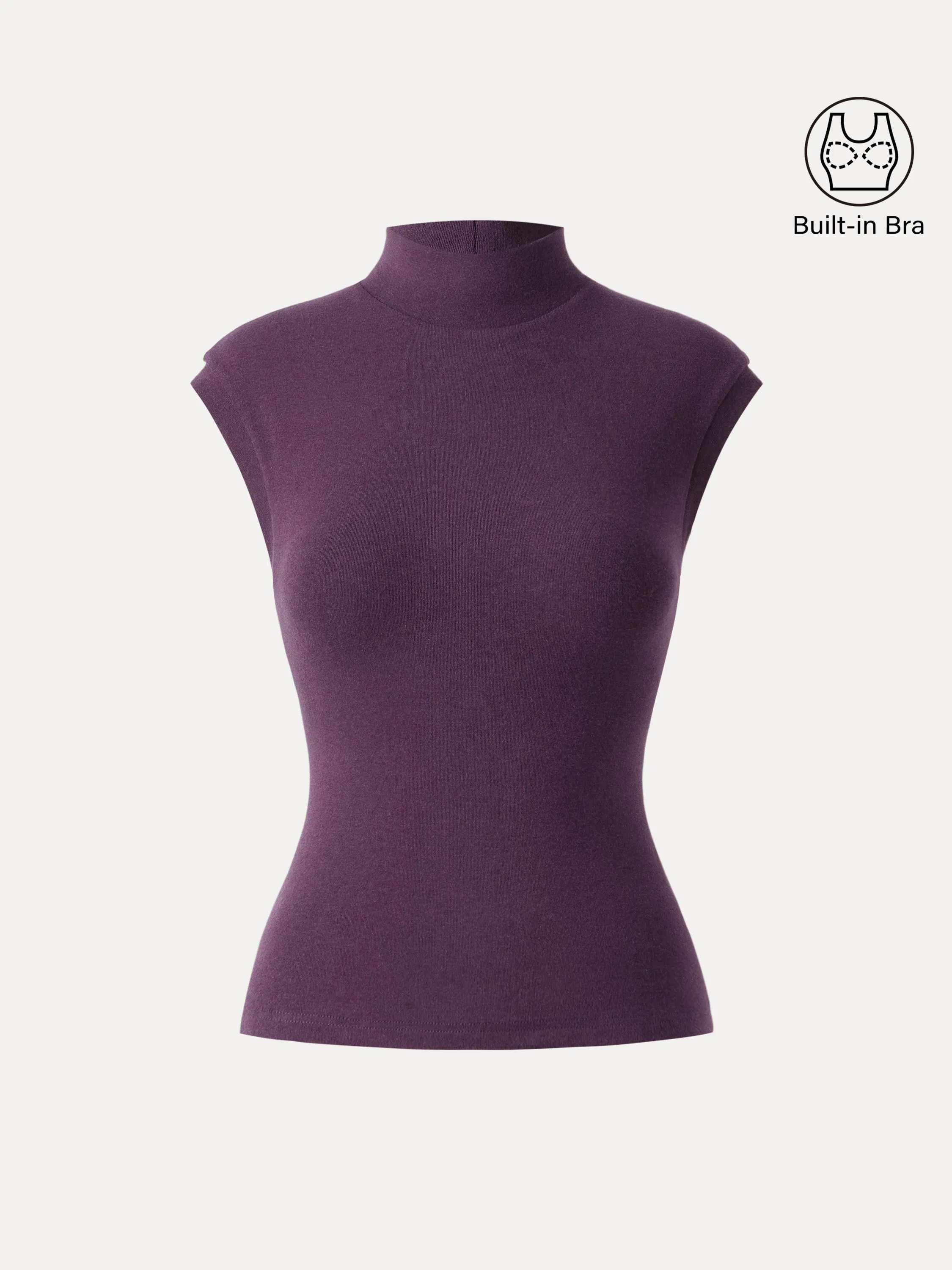 Stretch Cotton Mock Neck Cap Sleeve Brami Top sold by OGLmove product image thumbnail 2