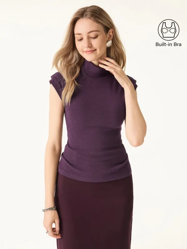 Stretch Cotton Mock Neck Cap Sleeve Brami Top sold by ogl move