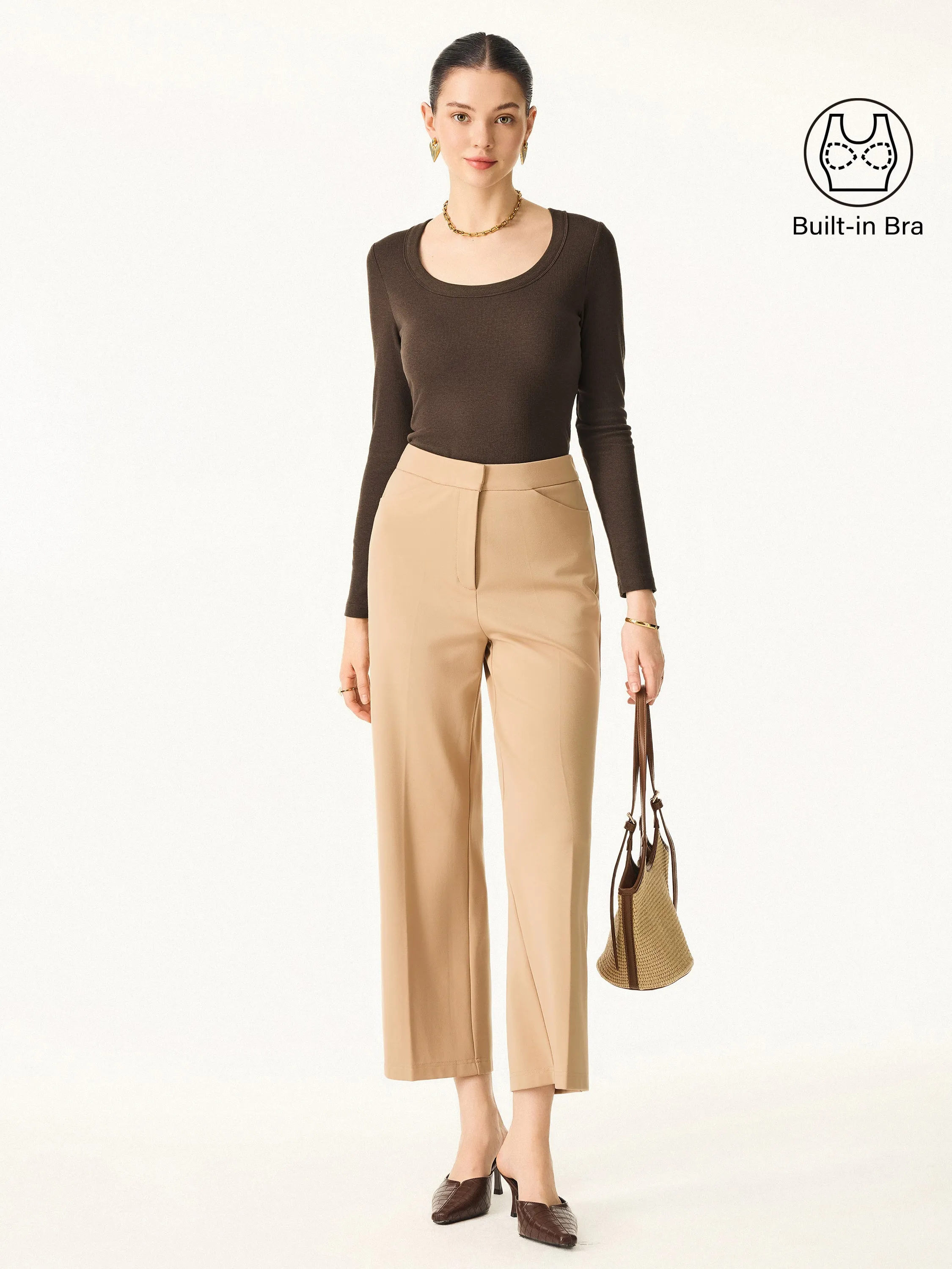 Essential Round Neck Ribbed Long Sleeve Brami sold by OGLmove product image thumbnail 3