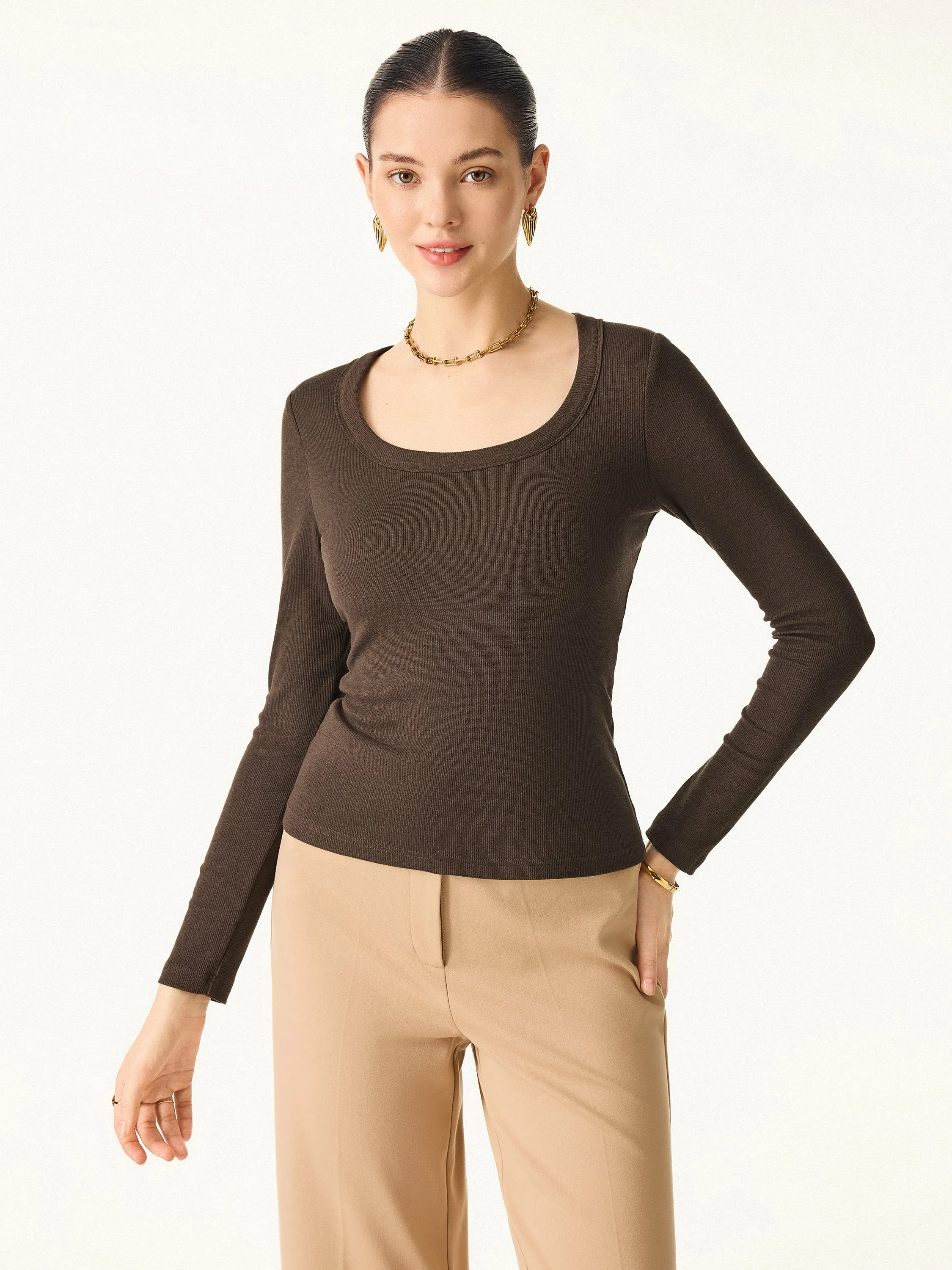 Essential Round Neck Ribbed Long Sleeve Brami sold by OGLmove product image thumbnail 5
