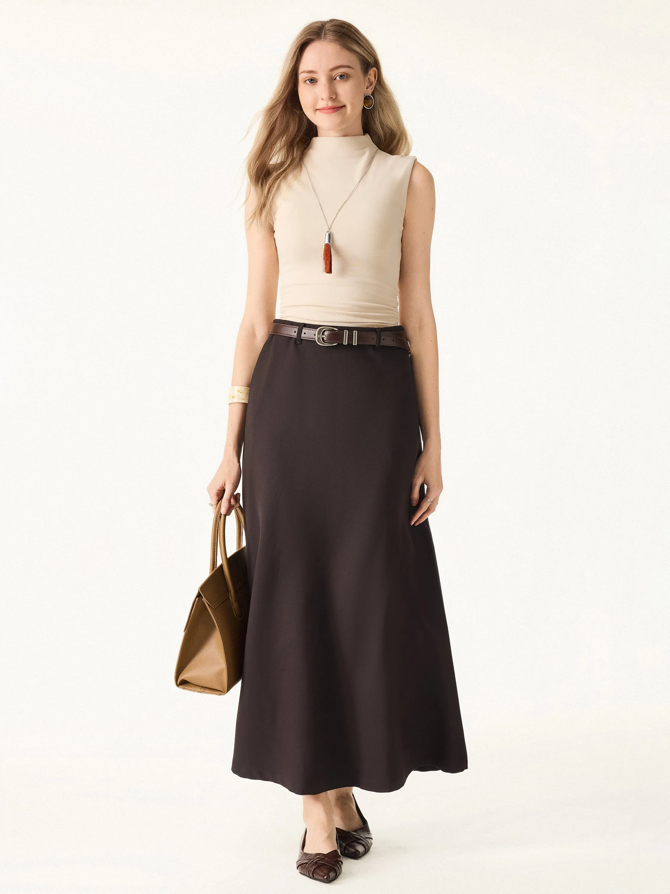 Timeless Stretch Wool Maxi Circle Skirt with Pockets sold by ogl move product image thumbnail 4