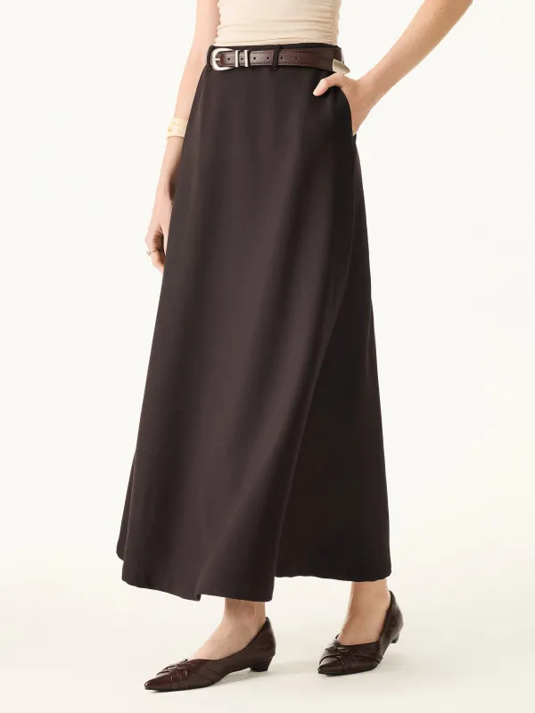 Timeless Stretch Wool Maxi Circle Skirt with Pockets sold by ogl move