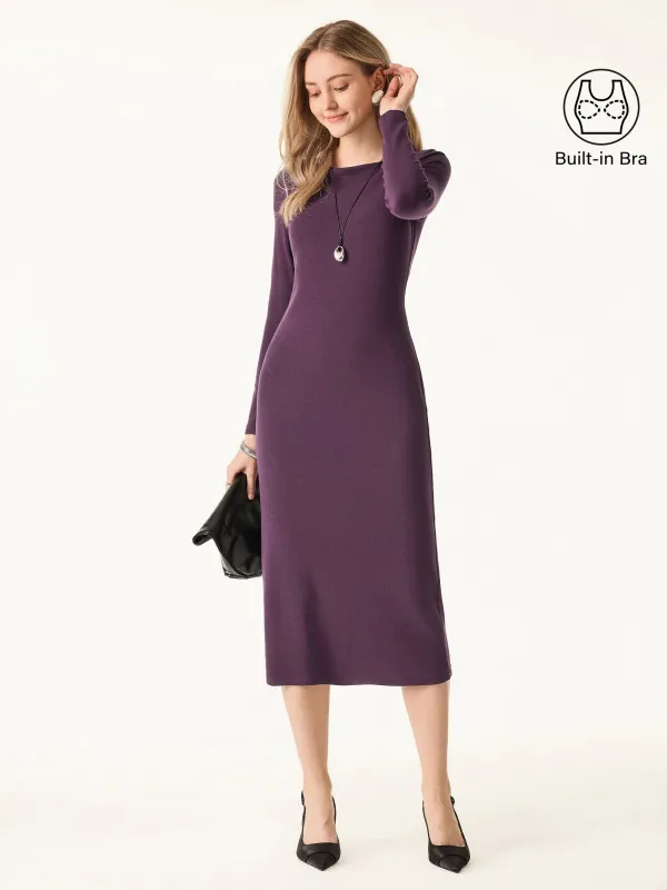Boatneck Long Sleeves Midi Brami Dress sold by OGLmove