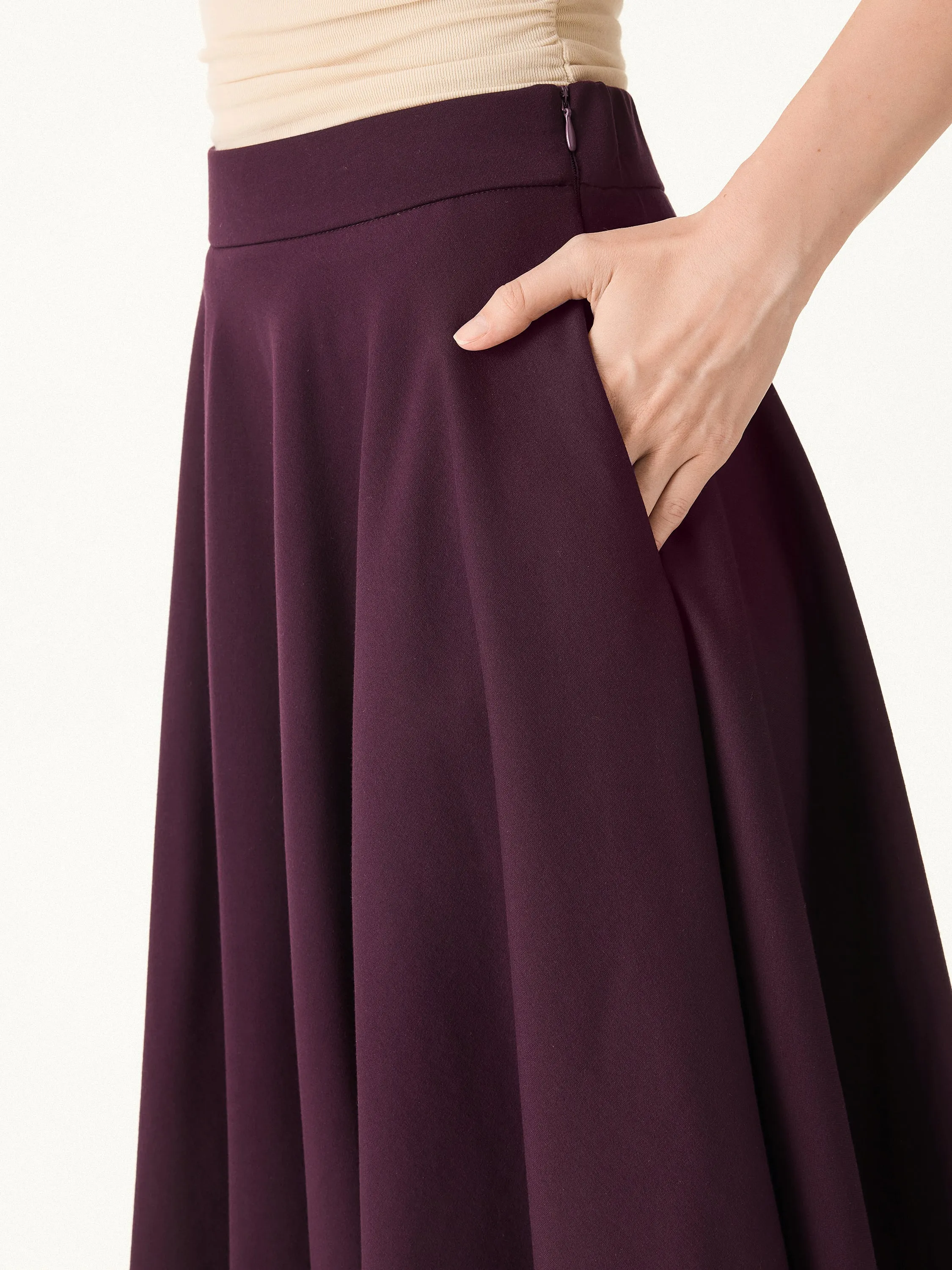 Ponte Midi Circle Skirt with Pockets sold by ogl move product image thumbnail 5