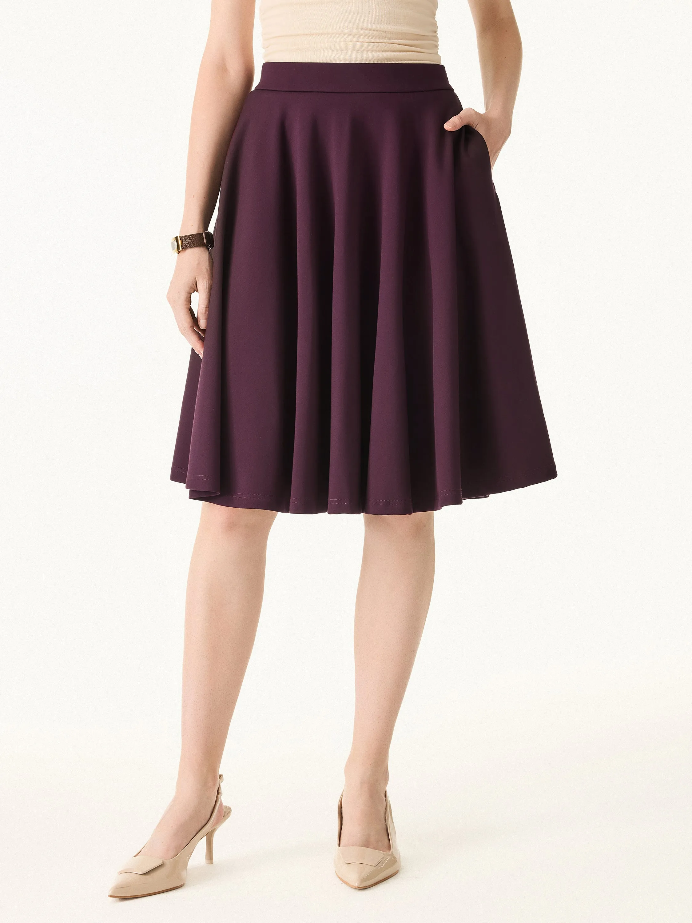Ponte Midi Circle Skirt with Pockets sold by ogl move product image thumbnail 3