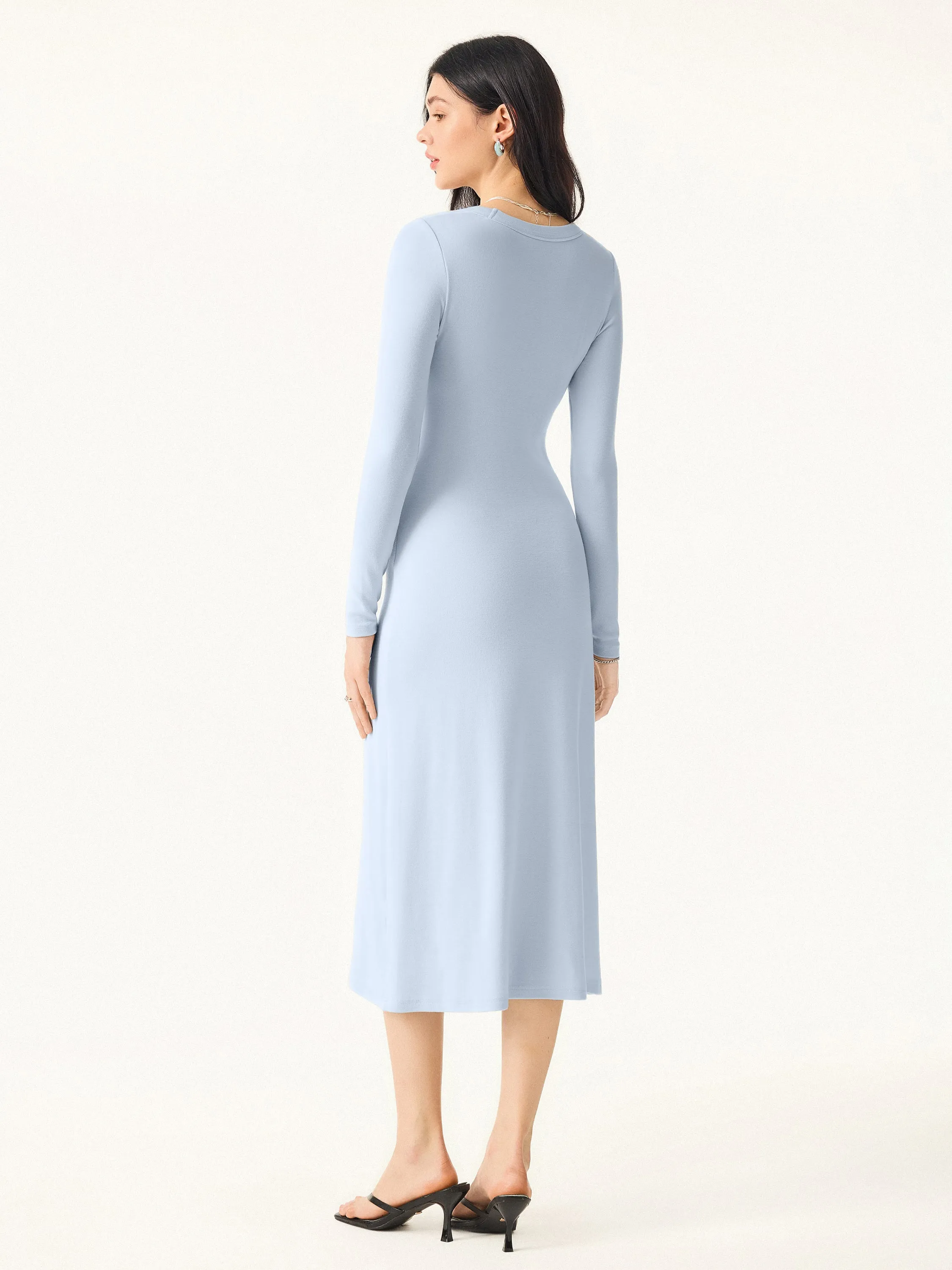Essential Scoop Neck Long Sleeves Midi Brami Dress sold by ogl move product image thumbnail 5