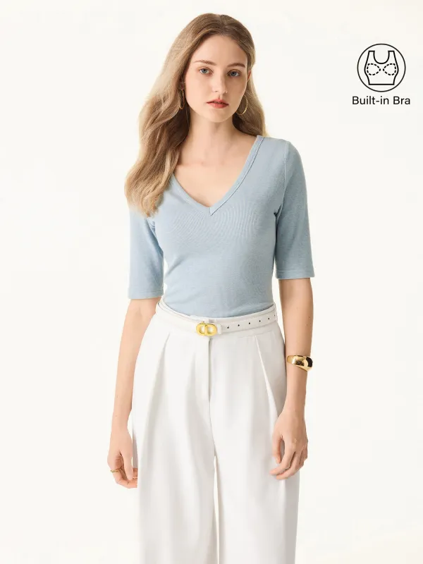 Essential V-neck Elbow Length Sleeve Brami sold by ogl move