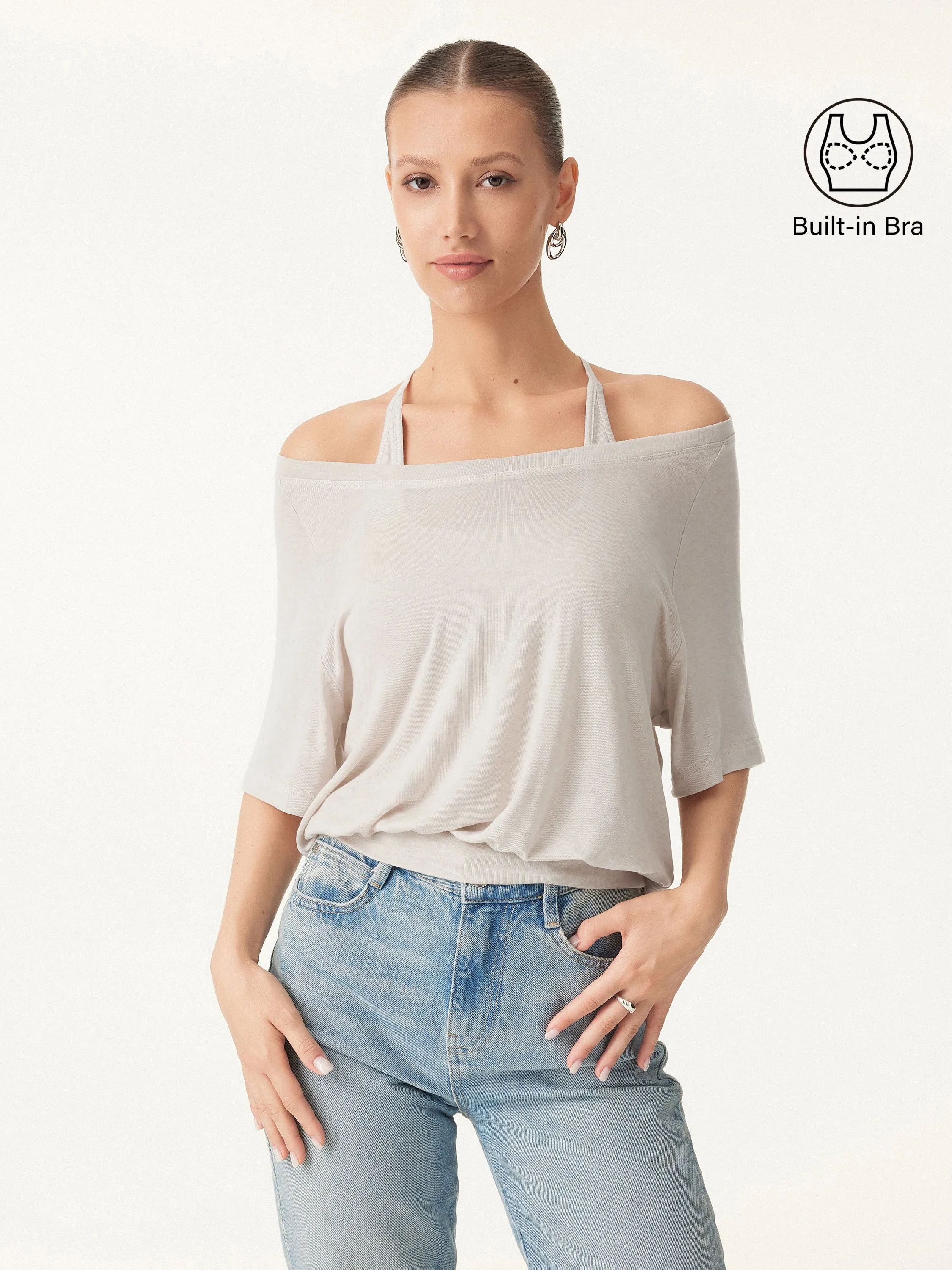 Lyocell Wool Boatneck 2-in-1 Brami Top sold by ogl move