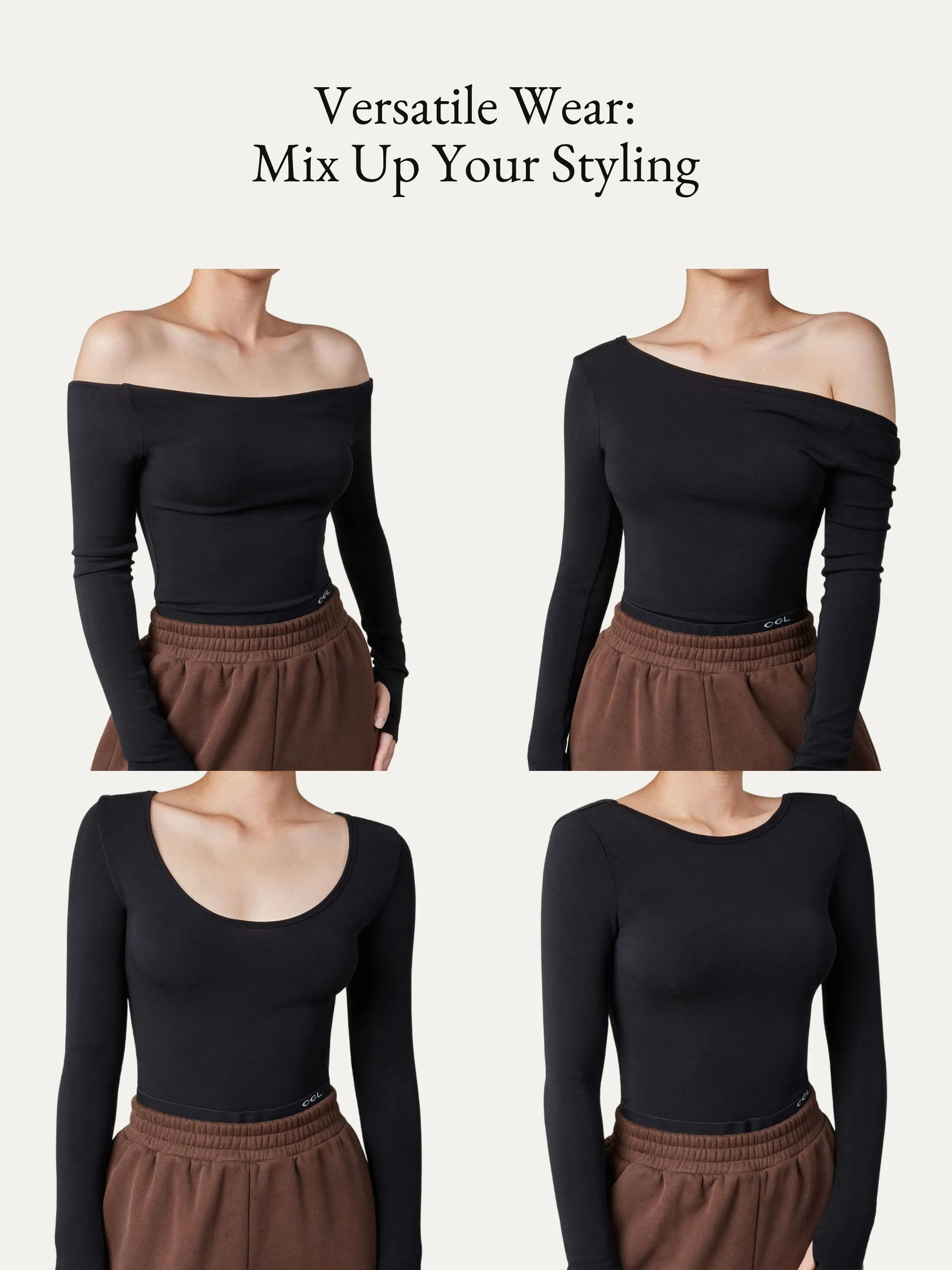 2Pcs Set Lyocell Cashmere Multi-Wear Long Sleeve Top with Thumbholes sold by OGLmove product image thumbnail 3