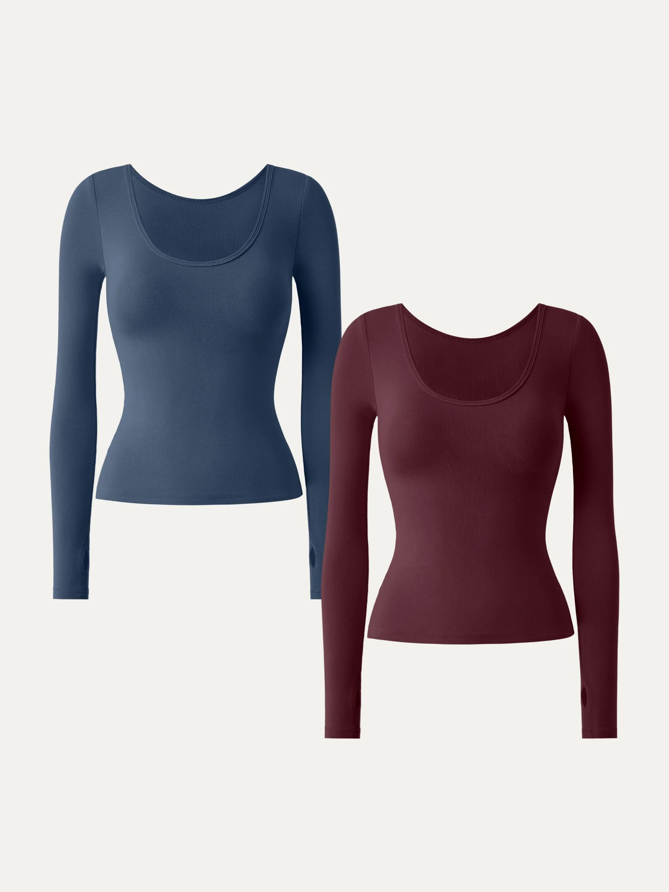 2Pcs Set Lyocell Cashmere Multi-Wear Long Sleeve Top with Thumbholes sold by OGLmove product image thumbnail 5