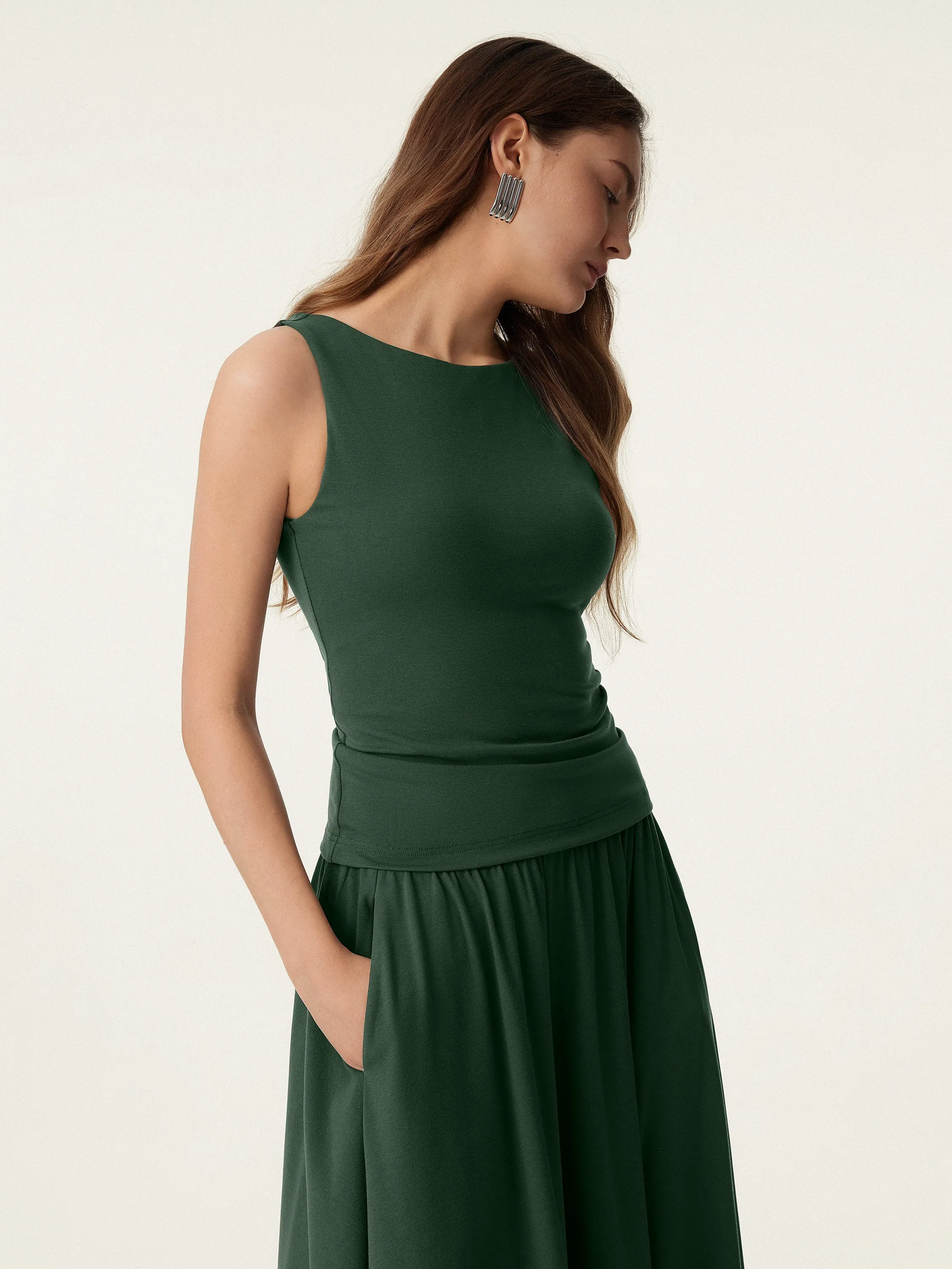 2Pcs Set Stretch Cotton Boatneck Brami Tank sold by OGLmove product image thumbnail 5