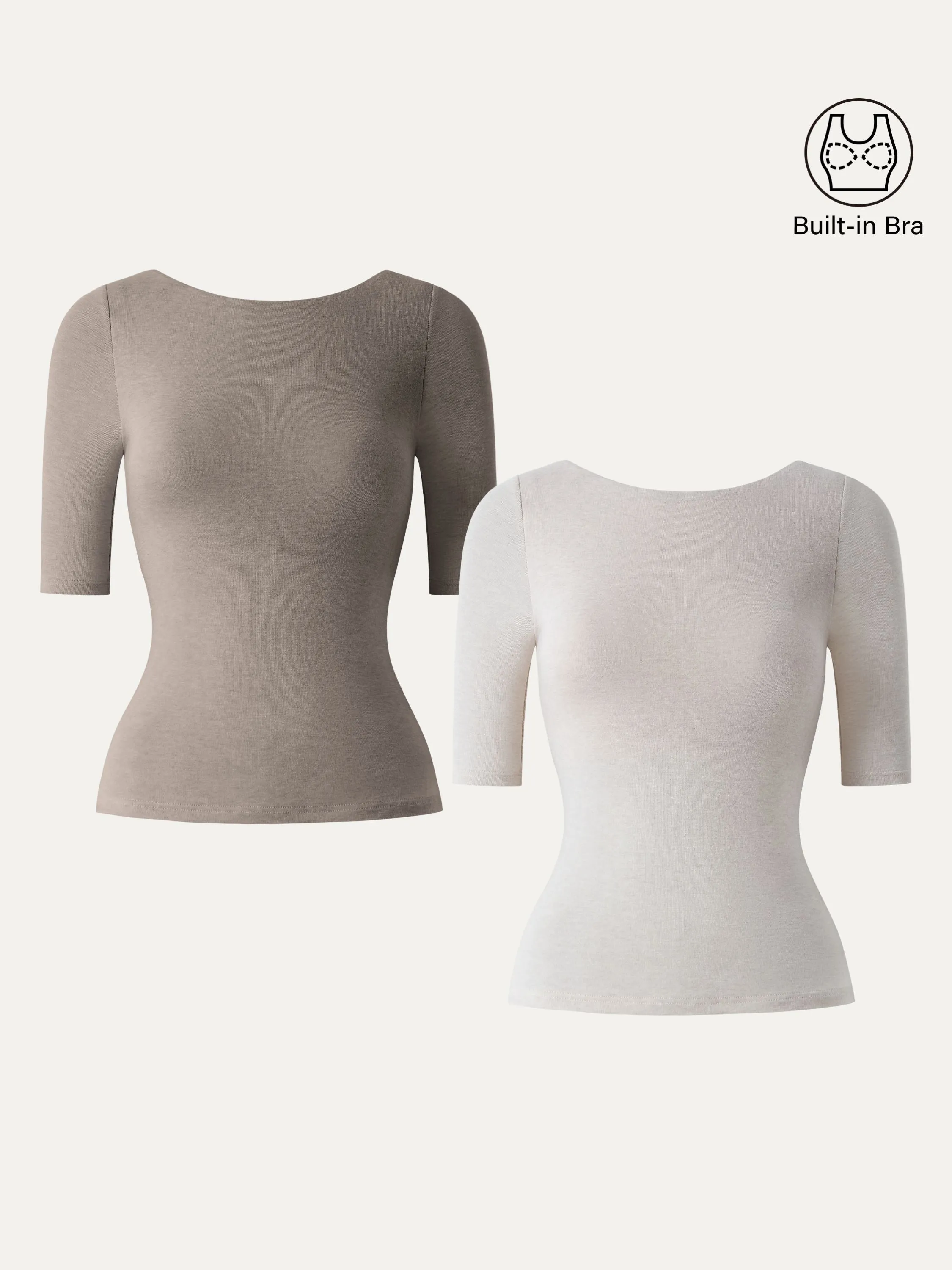 2Pcs Set Lyocell Cashmere Boatneck Elbow Length Sleeve Brami sold by ogl move