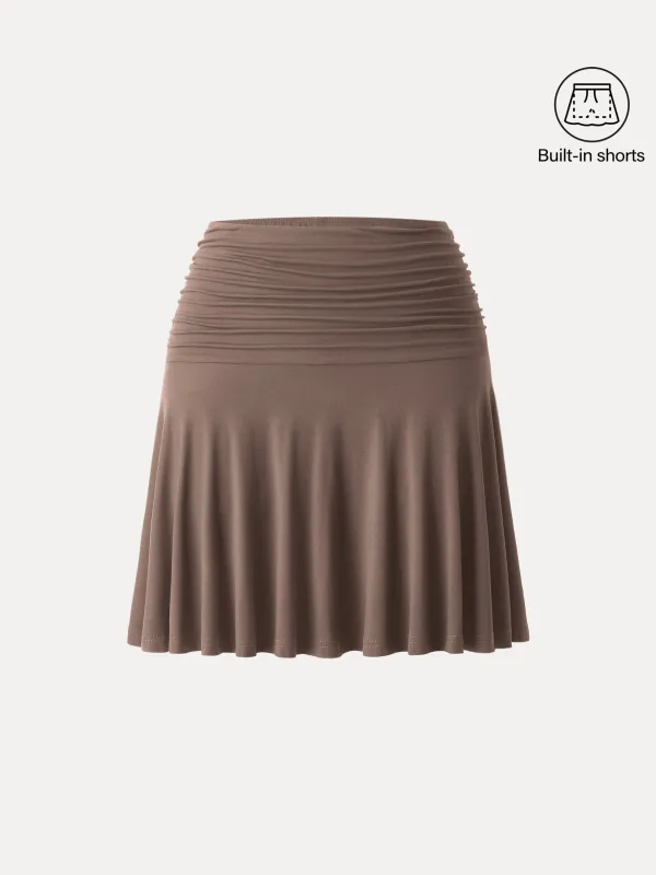 Ruched Mini Circle Skirt with Lined Shorts sold by ogl move