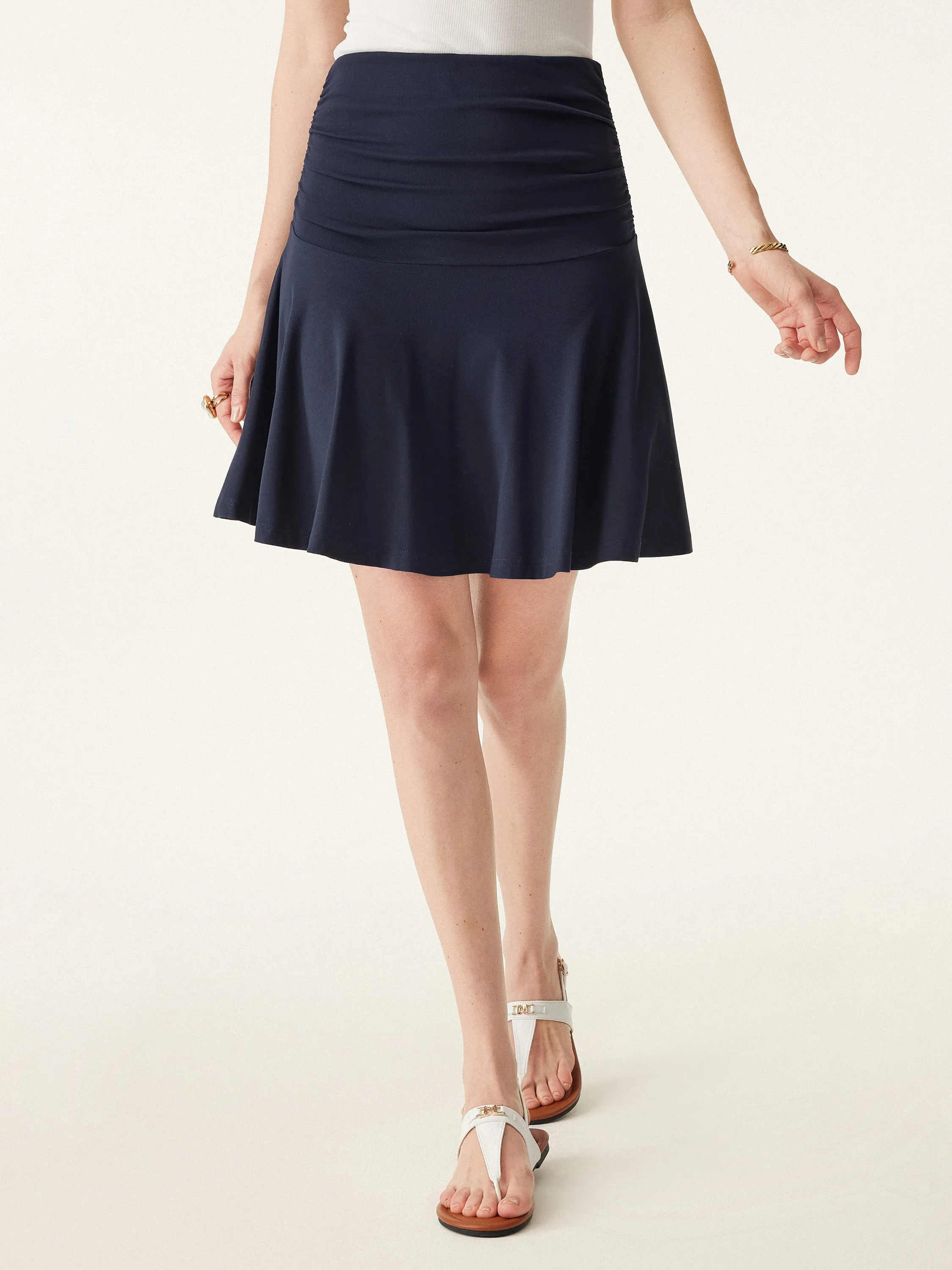 Ruched Mini Circle Skirt with Lined Shorts sold by ogl move product image thumbnail 3