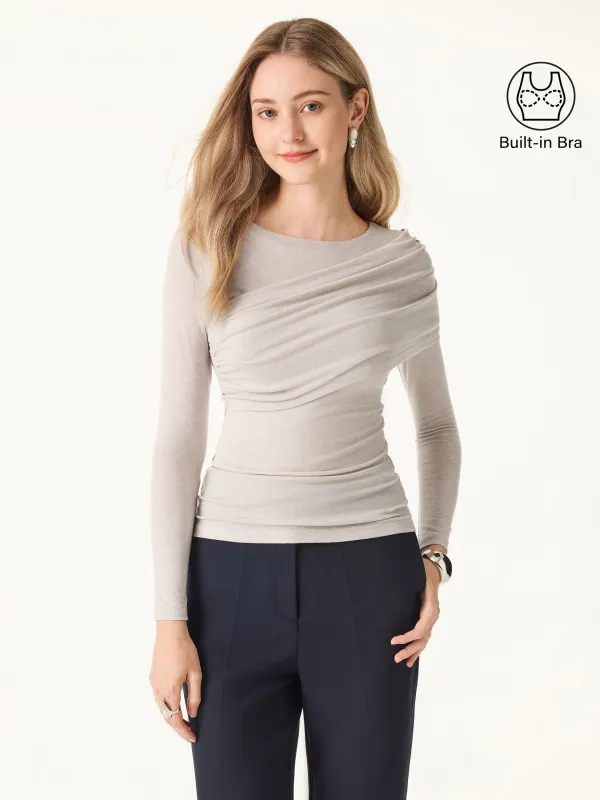 Tencel-Wool Gathered Long Sleeve Brami Top sold by ogl move