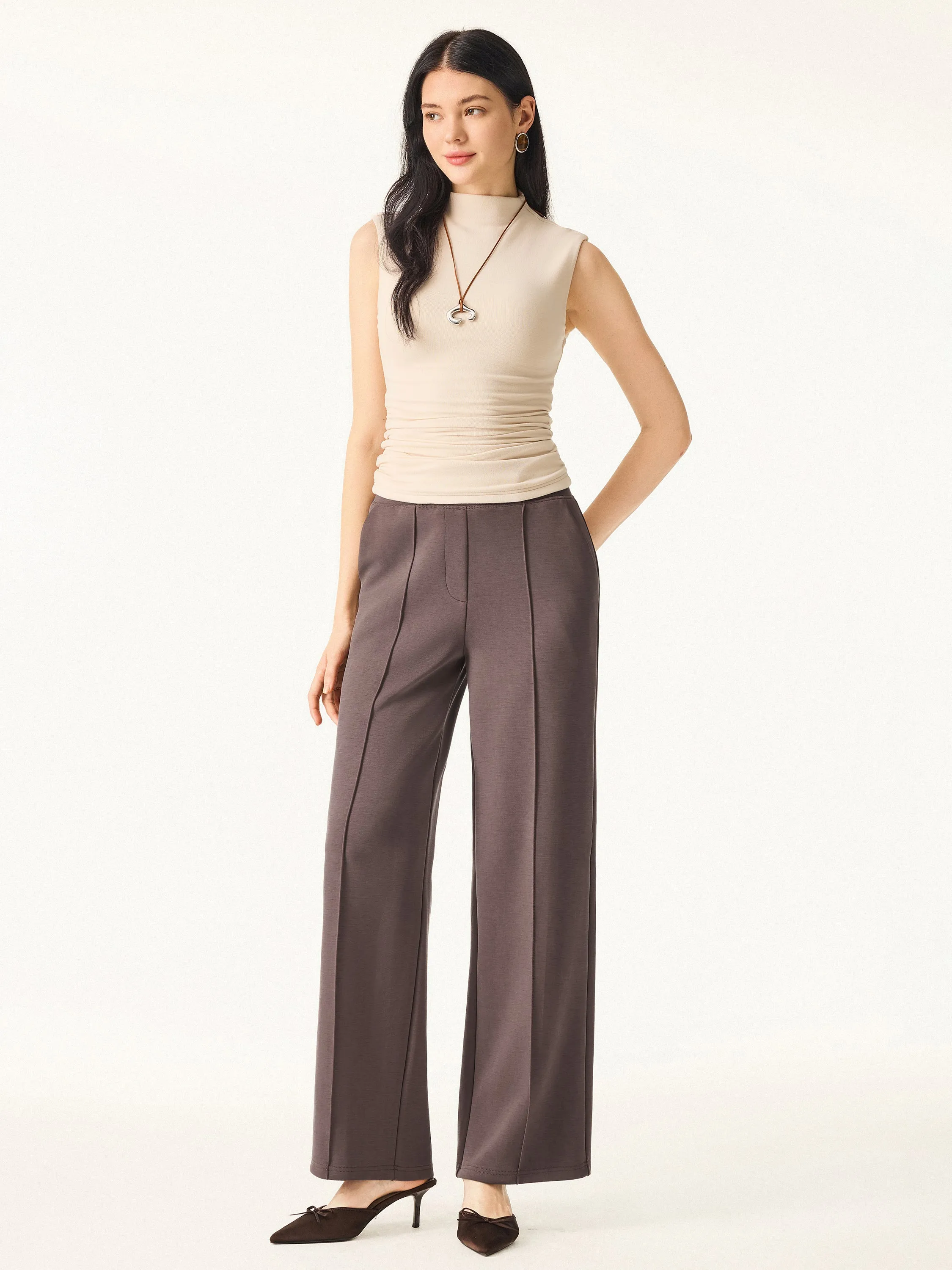 Wrinkle-Resistant Mid Rise Straight Leg Pants with Pockets sold by OGLmove product image thumbnail 3
