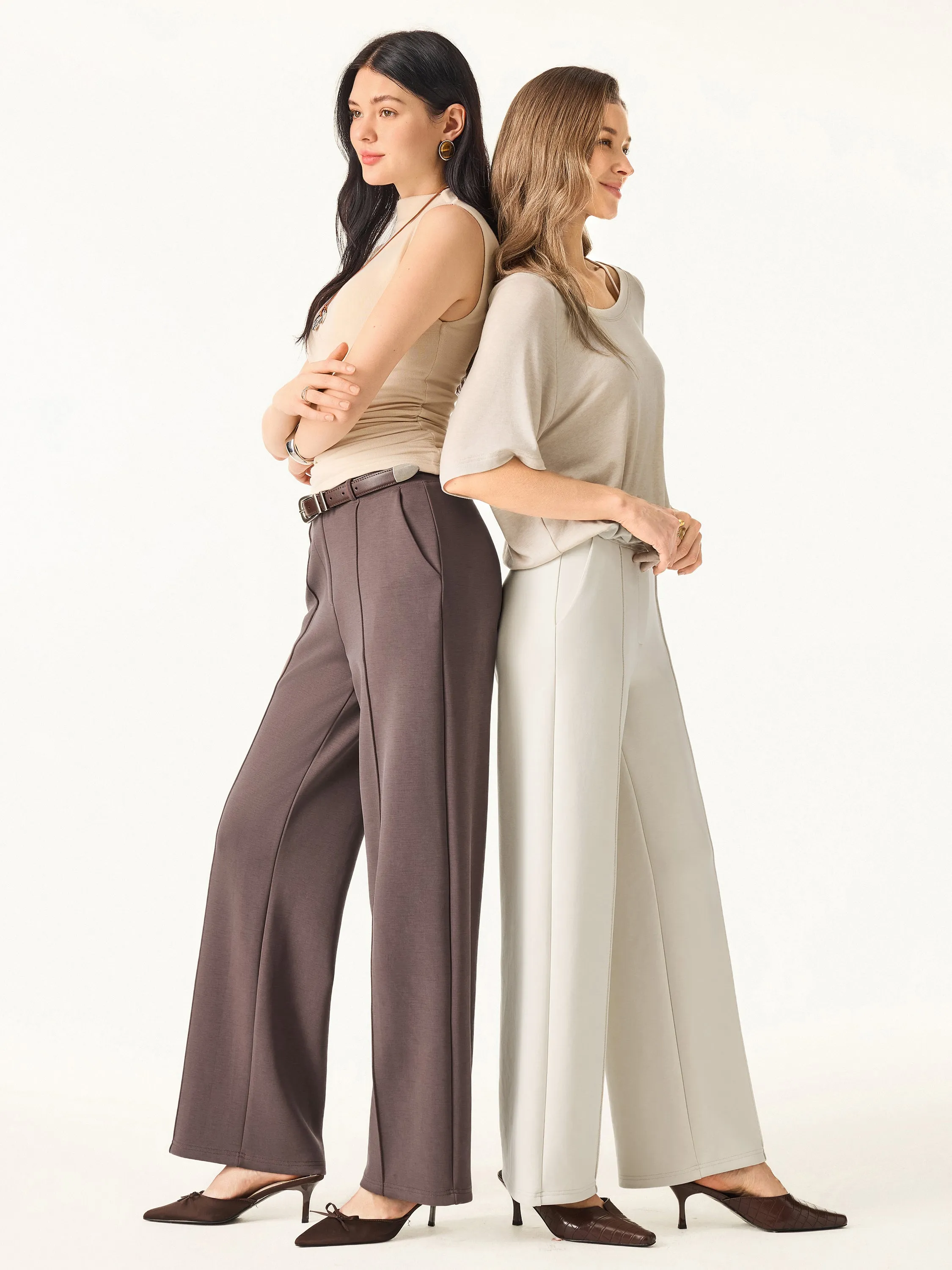 Wrinkle-Resistant Mid Rise Straight Leg Pants with Pockets sold by OGLmove product image thumbnail 4
