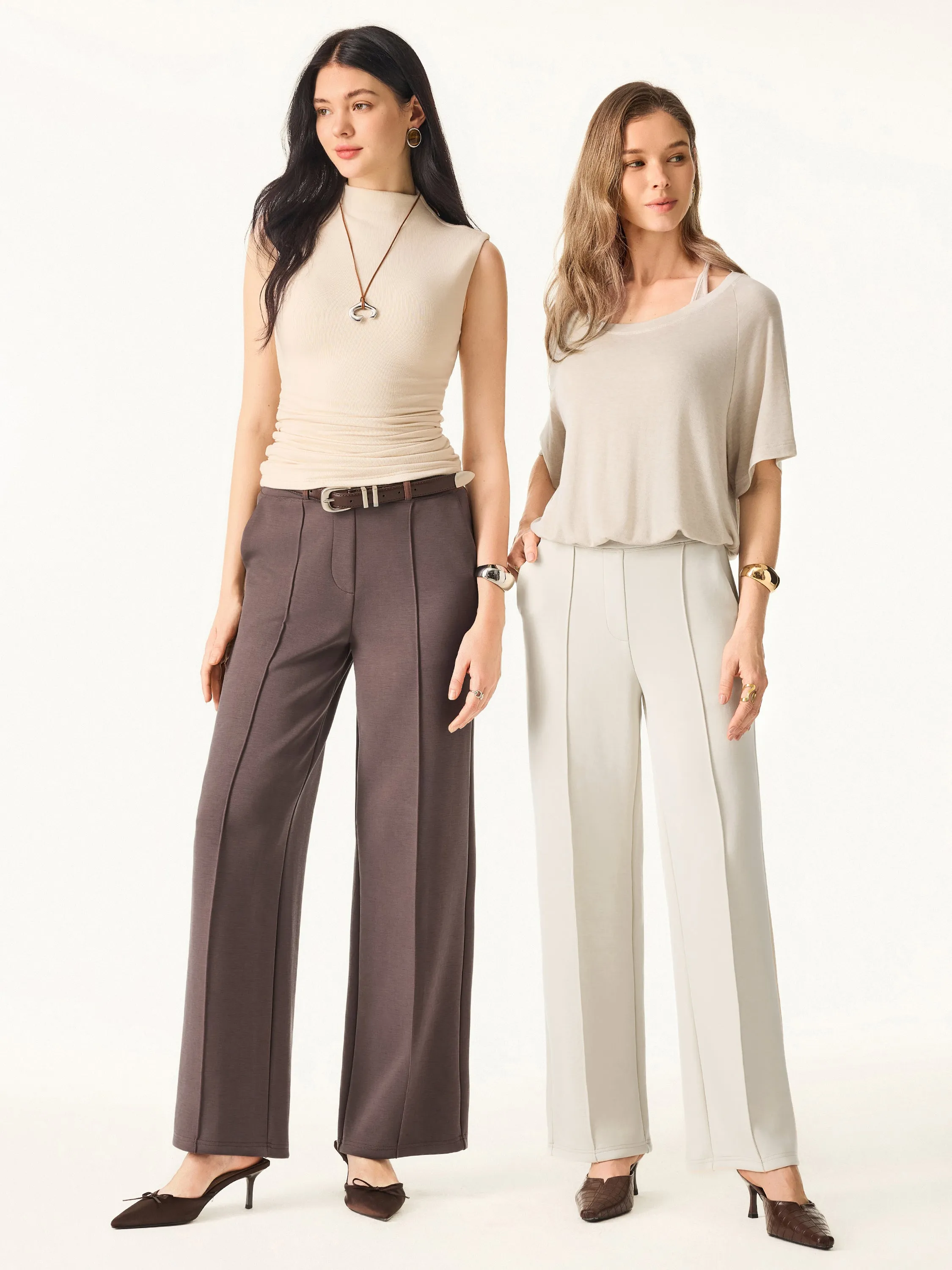 Wrinkle-Resistant Mid Rise Straight Leg Pants with Pockets sold by OGLmove product image thumbnail 2