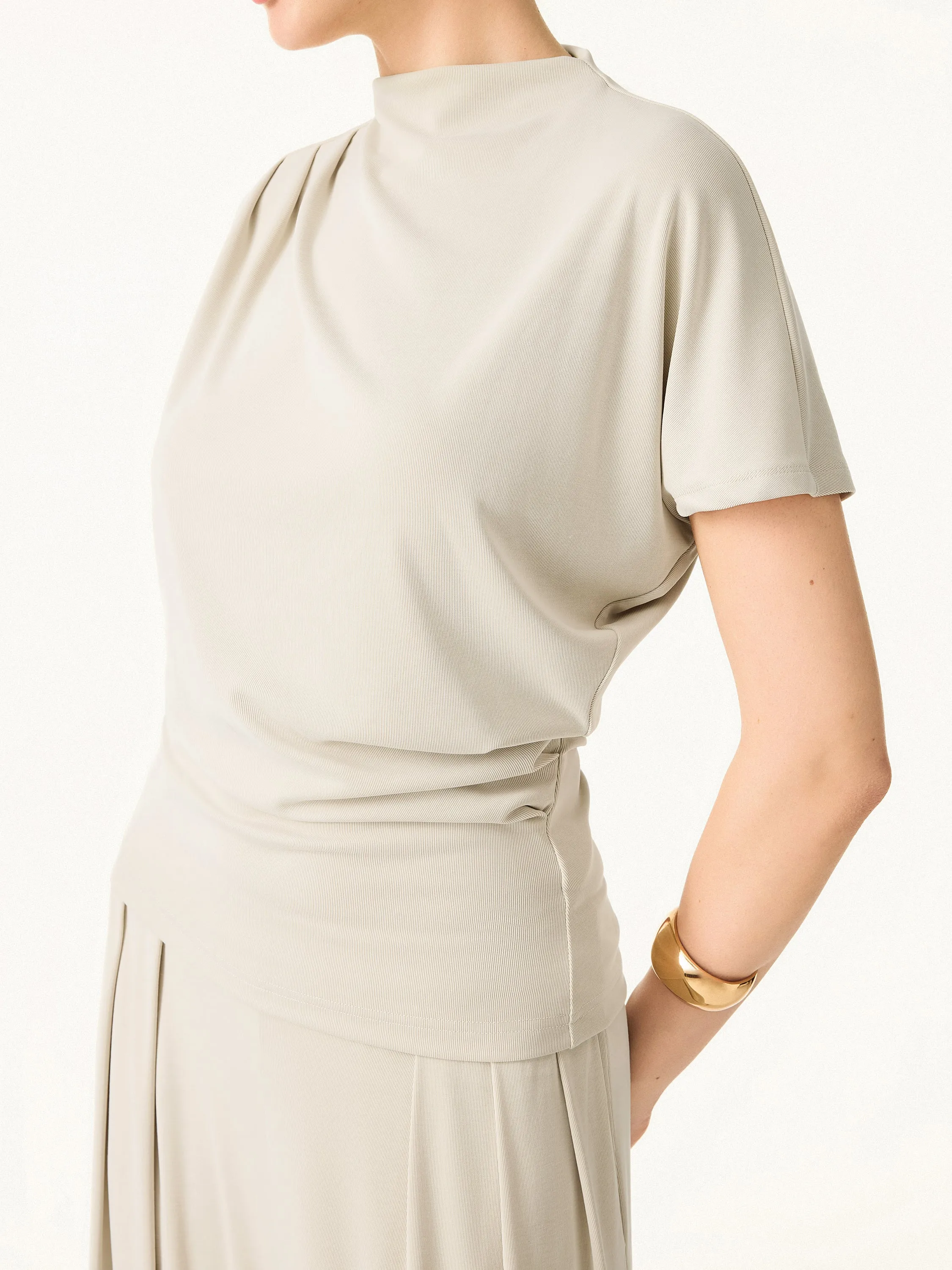 Mockneck Tucked Waist Define Top sold by ogl move product image thumbnail 5