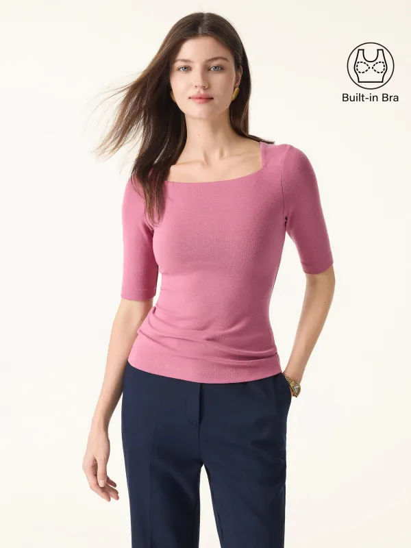 Essential Square Neck Elbow Length Sleeve Brami sold by ogl move