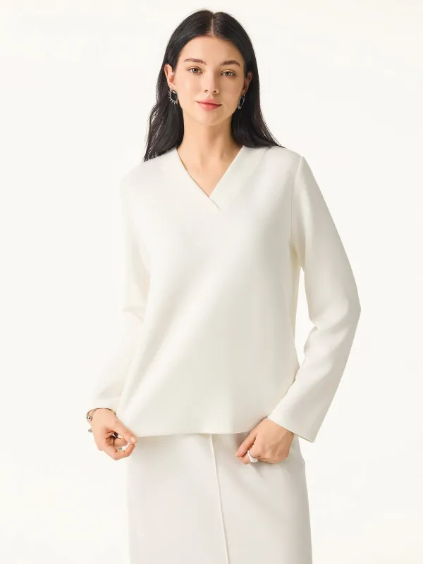 Modal Spacer V-neck Long Pullover Shirt sold by ogl move