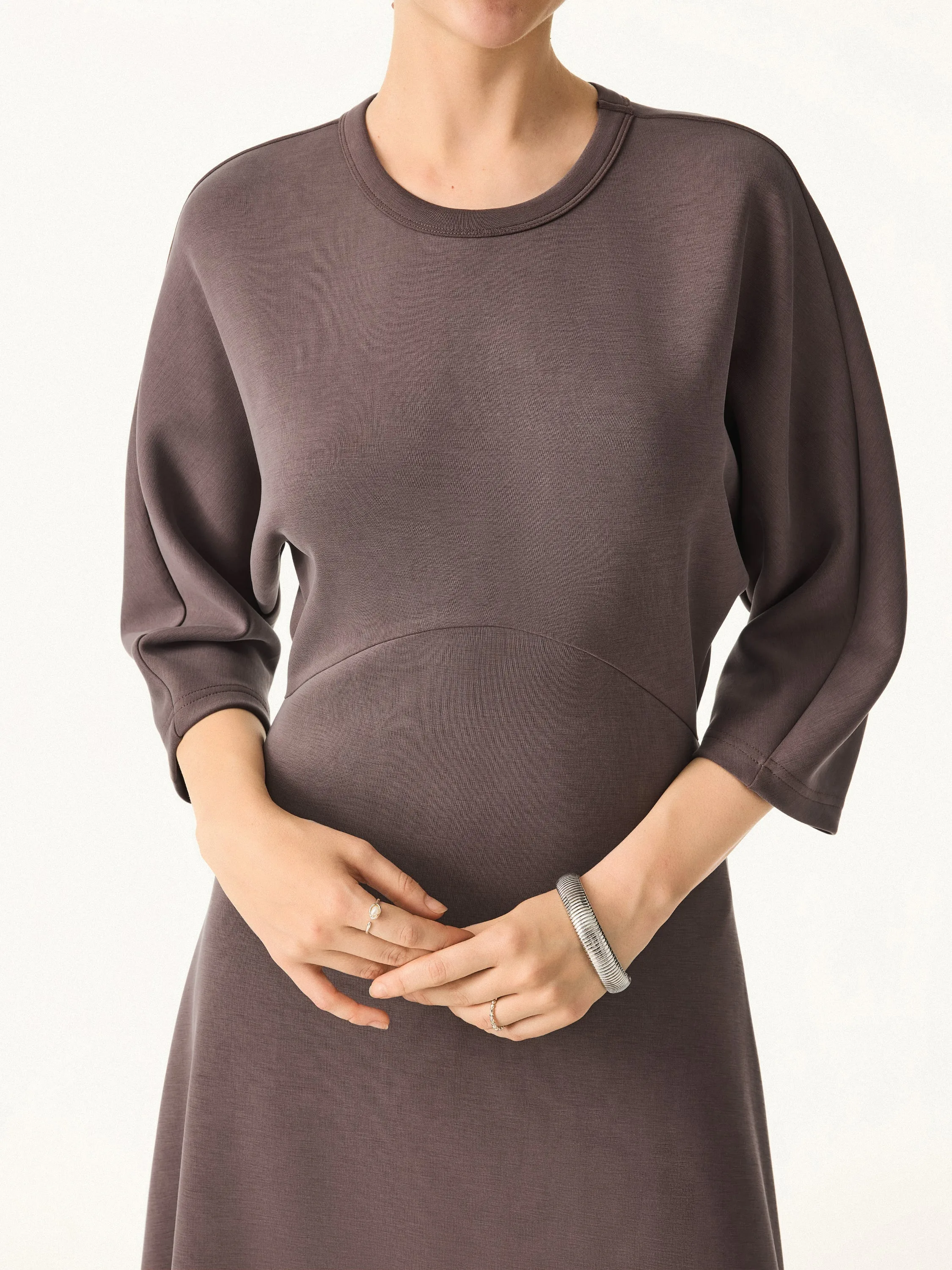 Chic Crewneck 3/4 Sleeves Midi Dress sold by ogl move product image thumbnail 4