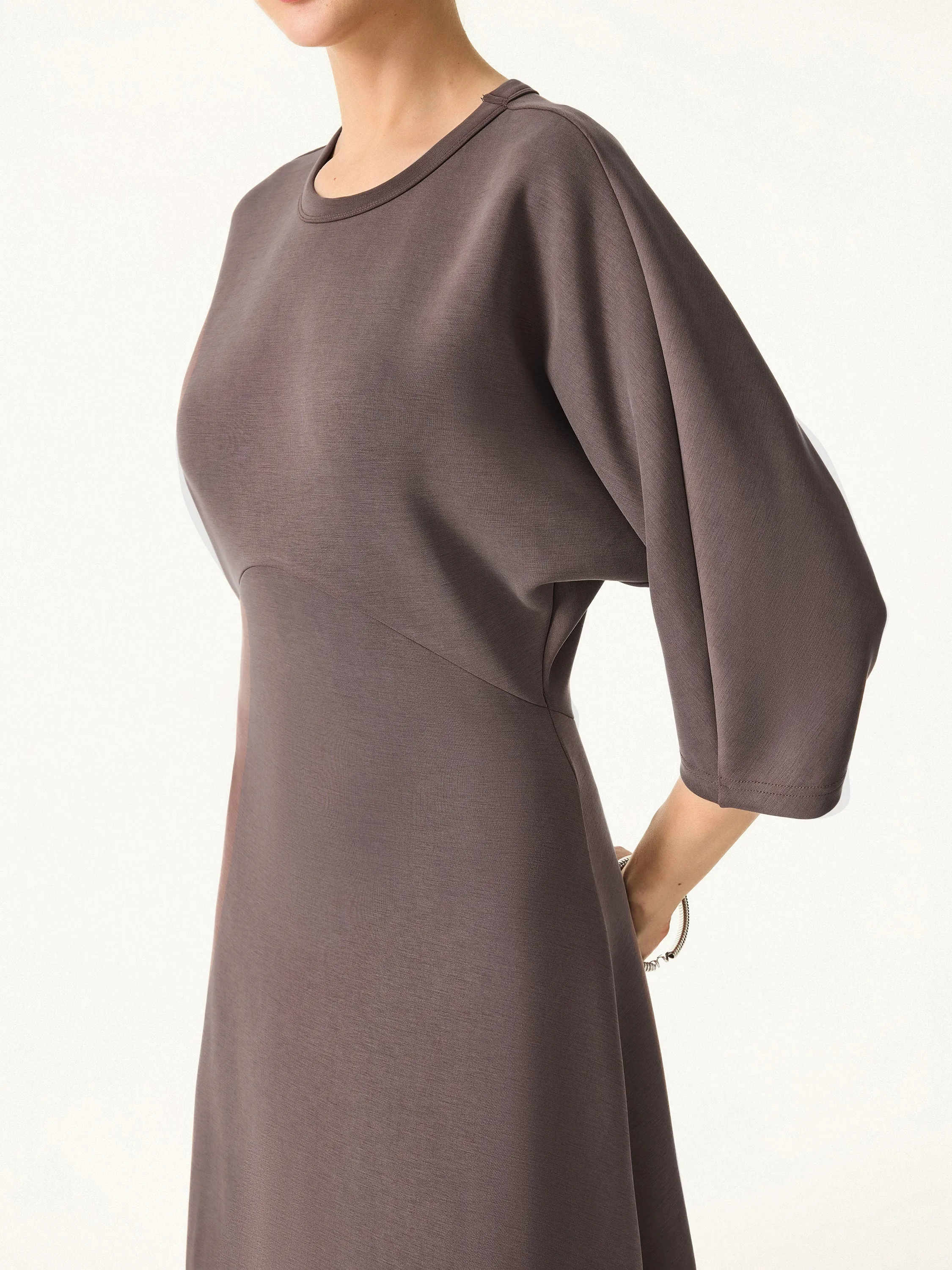 Chic Crewneck 3/4 Sleeves Midi Dress sold by ogl move product image thumbnail 2