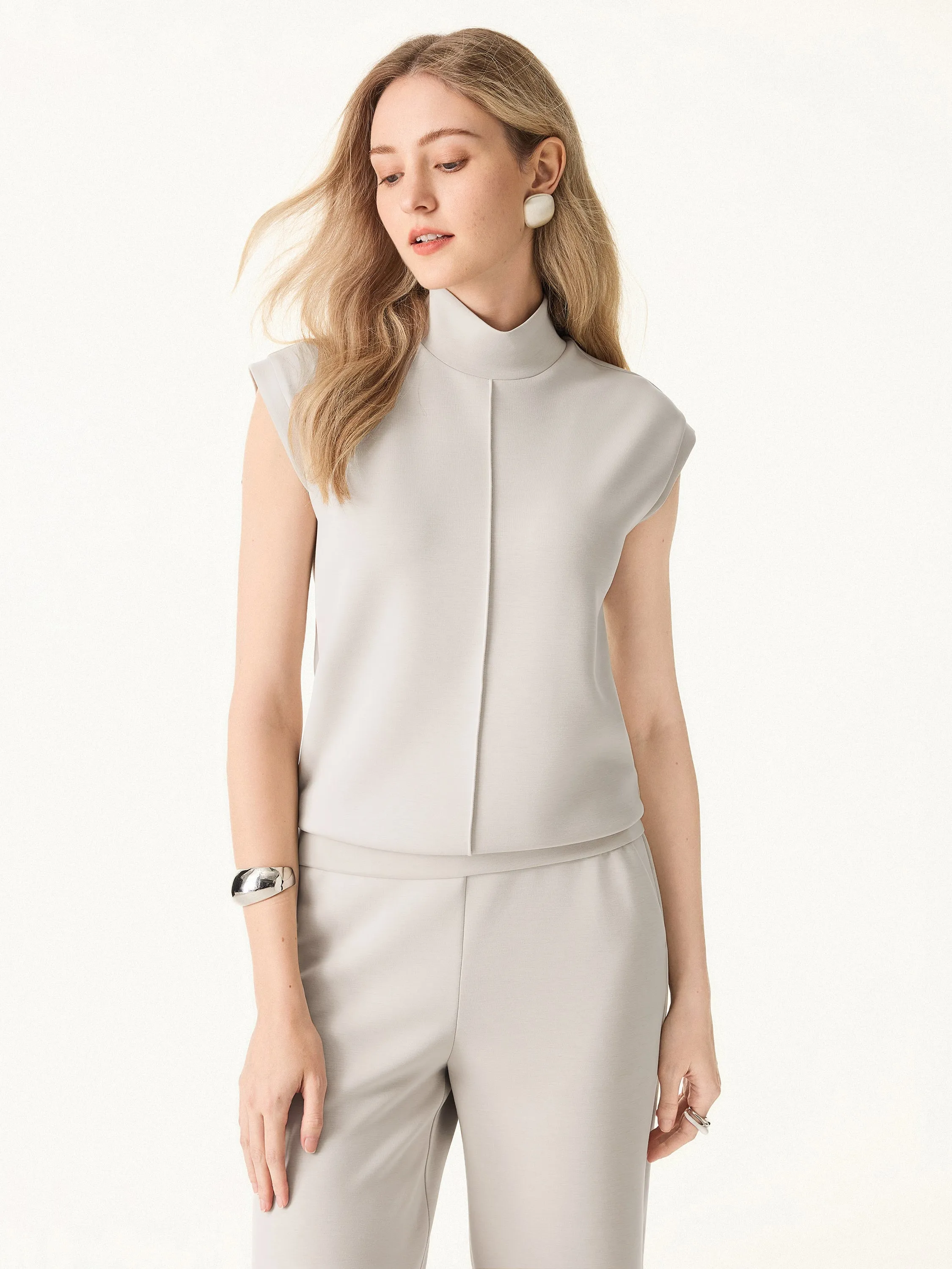 Modal Spacer Mockneck Wide Shoulder Top sold by ogl move