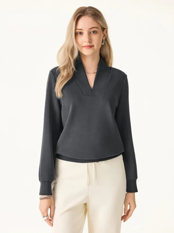 Essential V-Neck Long Sleeve Pullover Top sold by ogl move