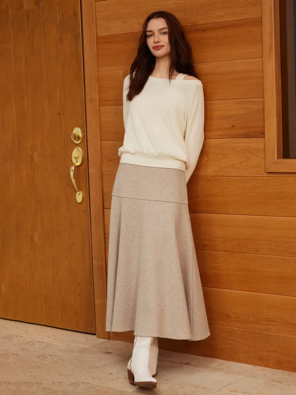 2Pcs Set Heat-Tech Multi-Wear Layering Brami Top & Wool-like Flared Maxi Skirt sold by ogl move
