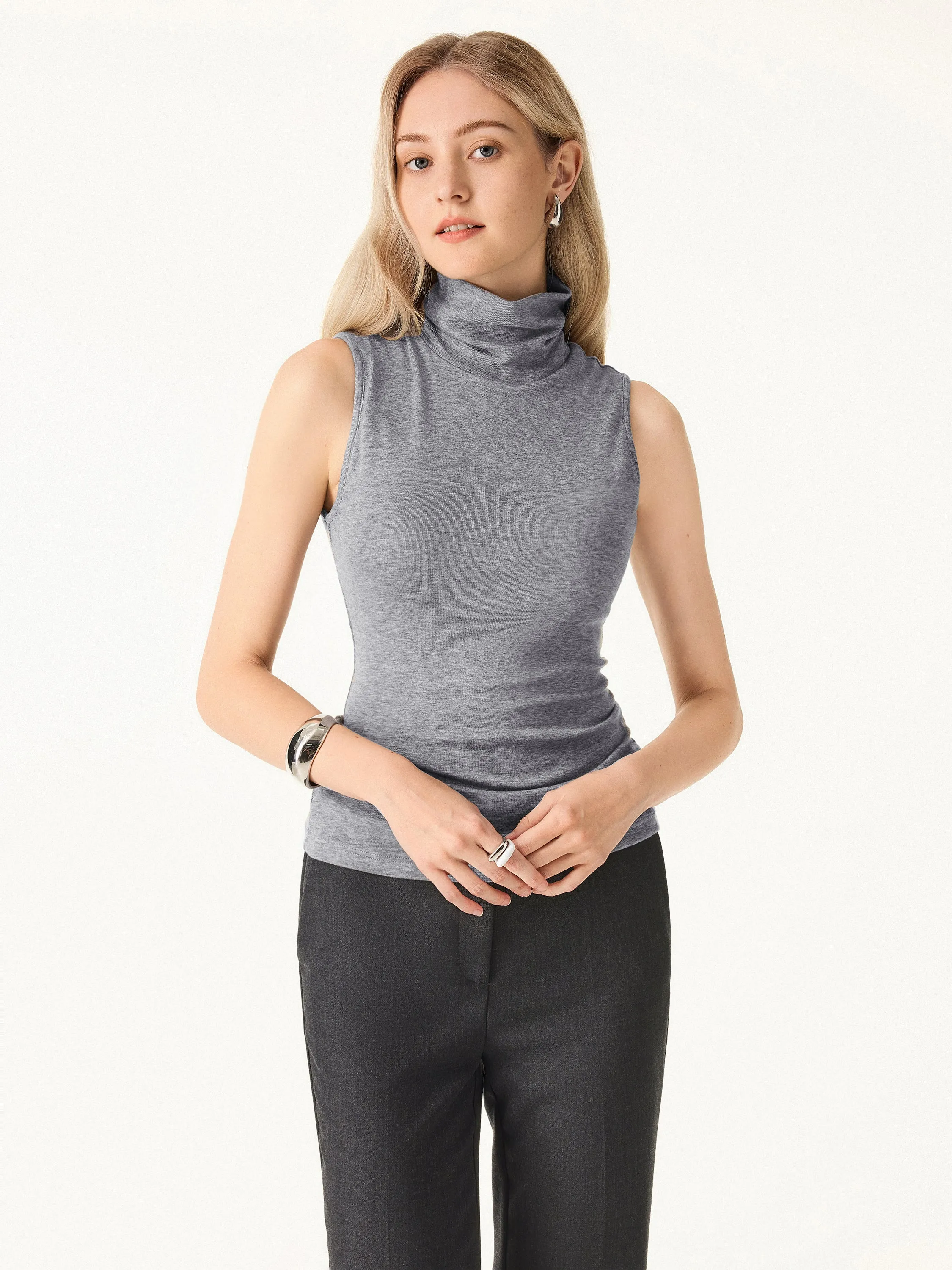 Lyocell Cashmere Sleeveless Turtleneck Brami sold by OGLmove product image thumbnail 3