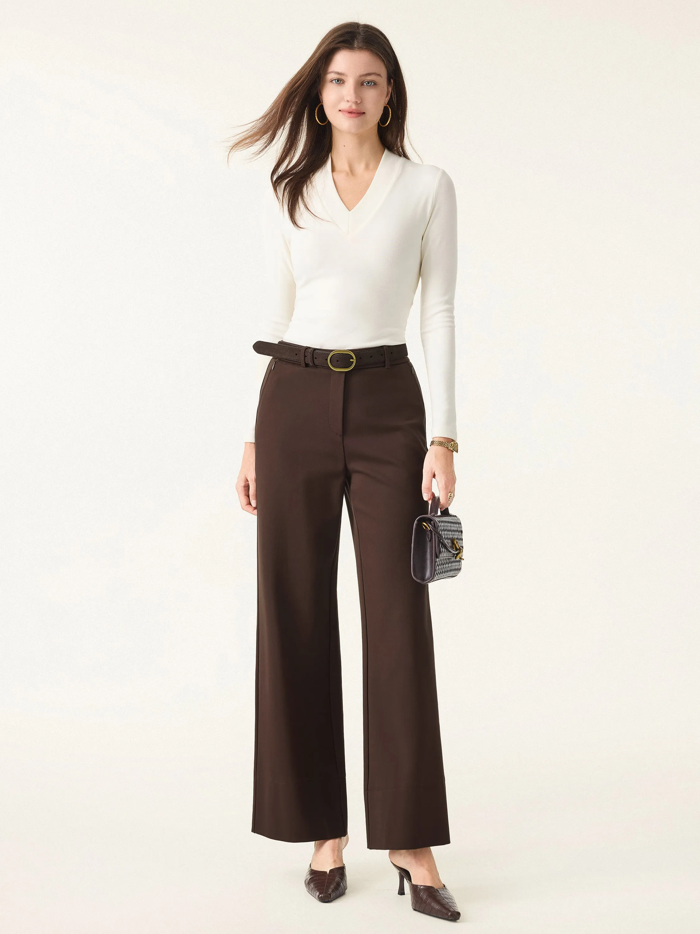 High Rise Wide Leg Trousers with Zippered Pockets sold by OGLmove