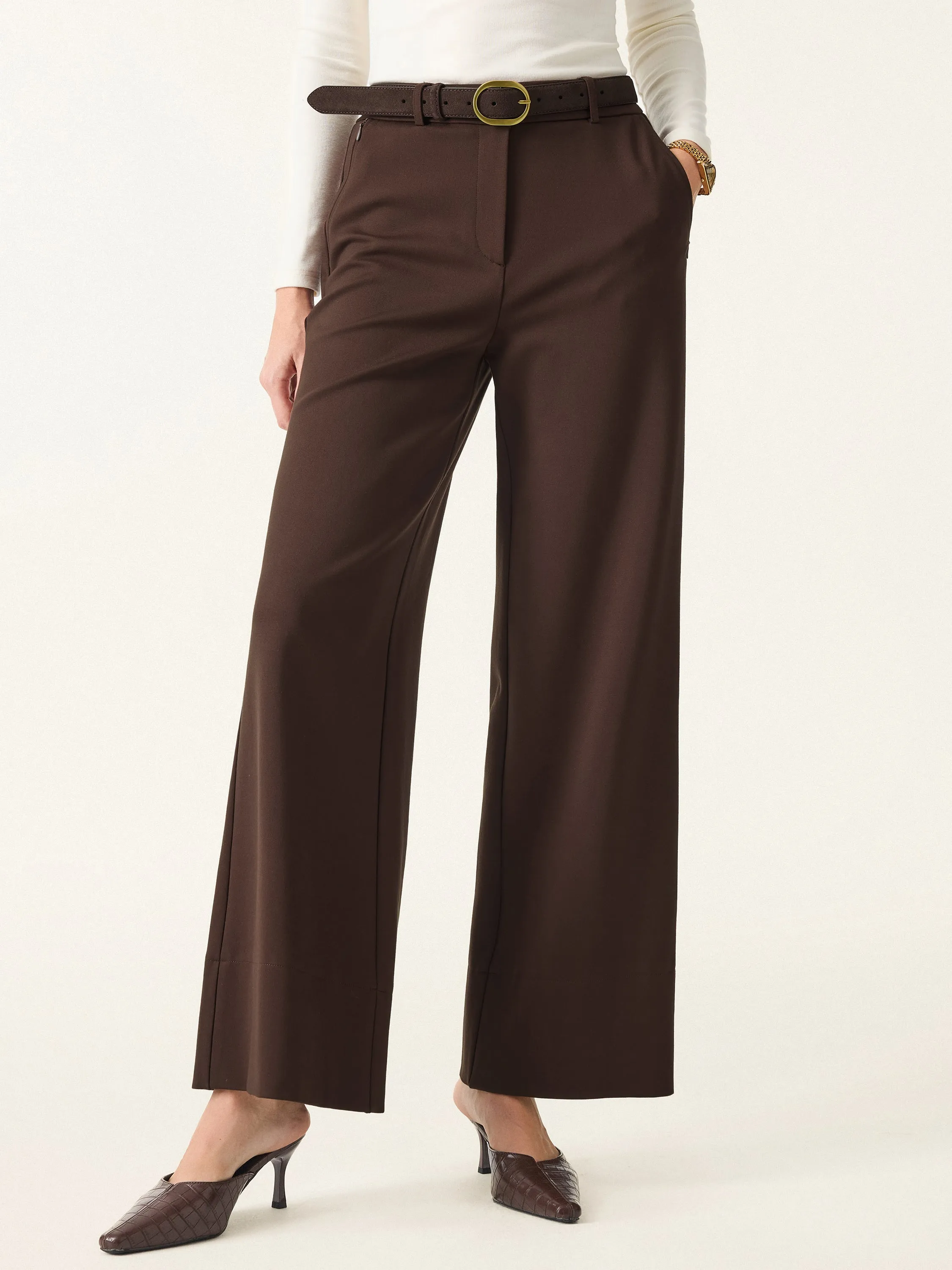 High Rise Wide Leg Trousers with Zippered Pockets sold by OGLmove product image thumbnail 3