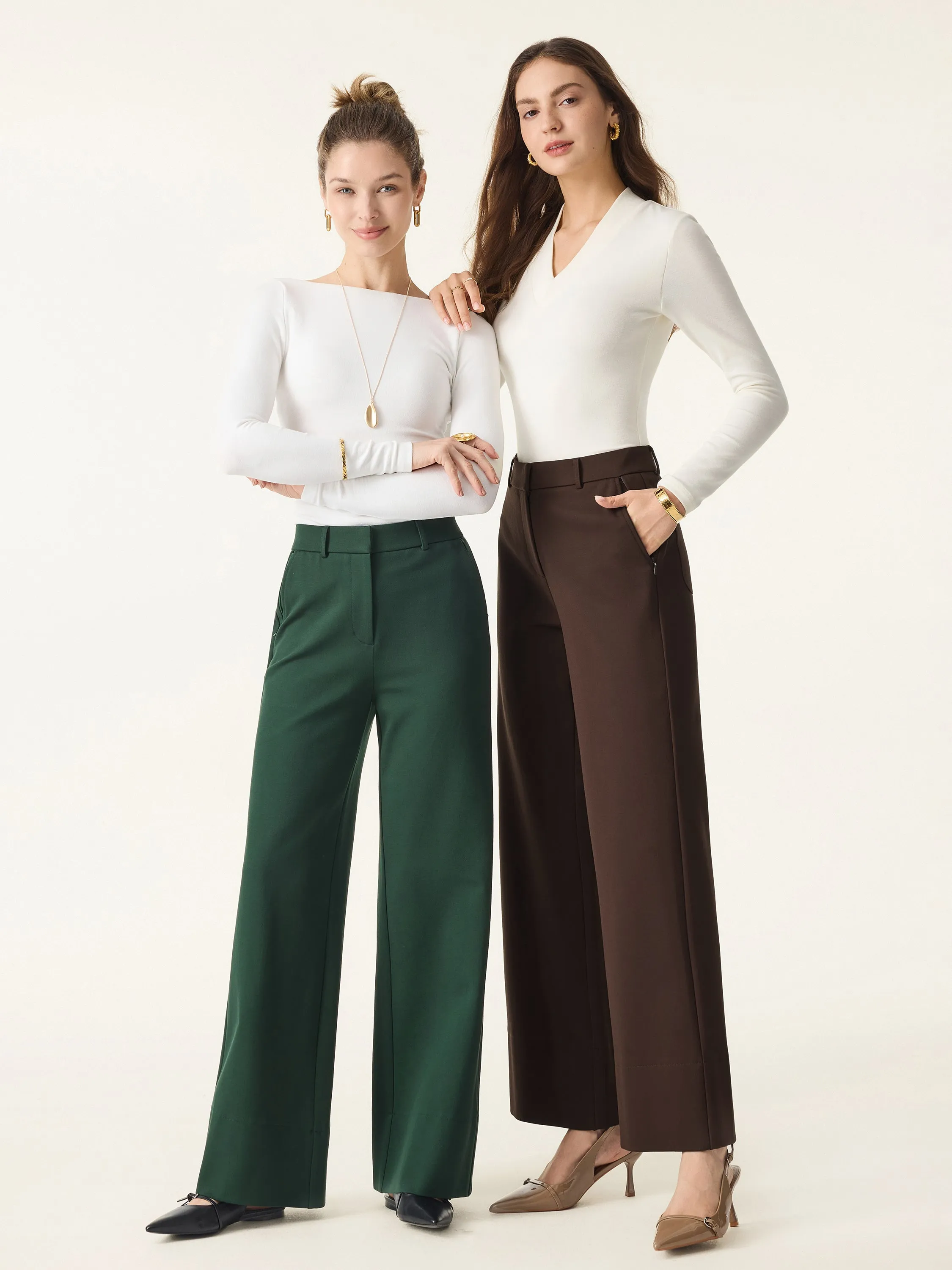 High Rise Wide Leg Trousers with Zippered Pockets sold by OGLmove product image thumbnail 2